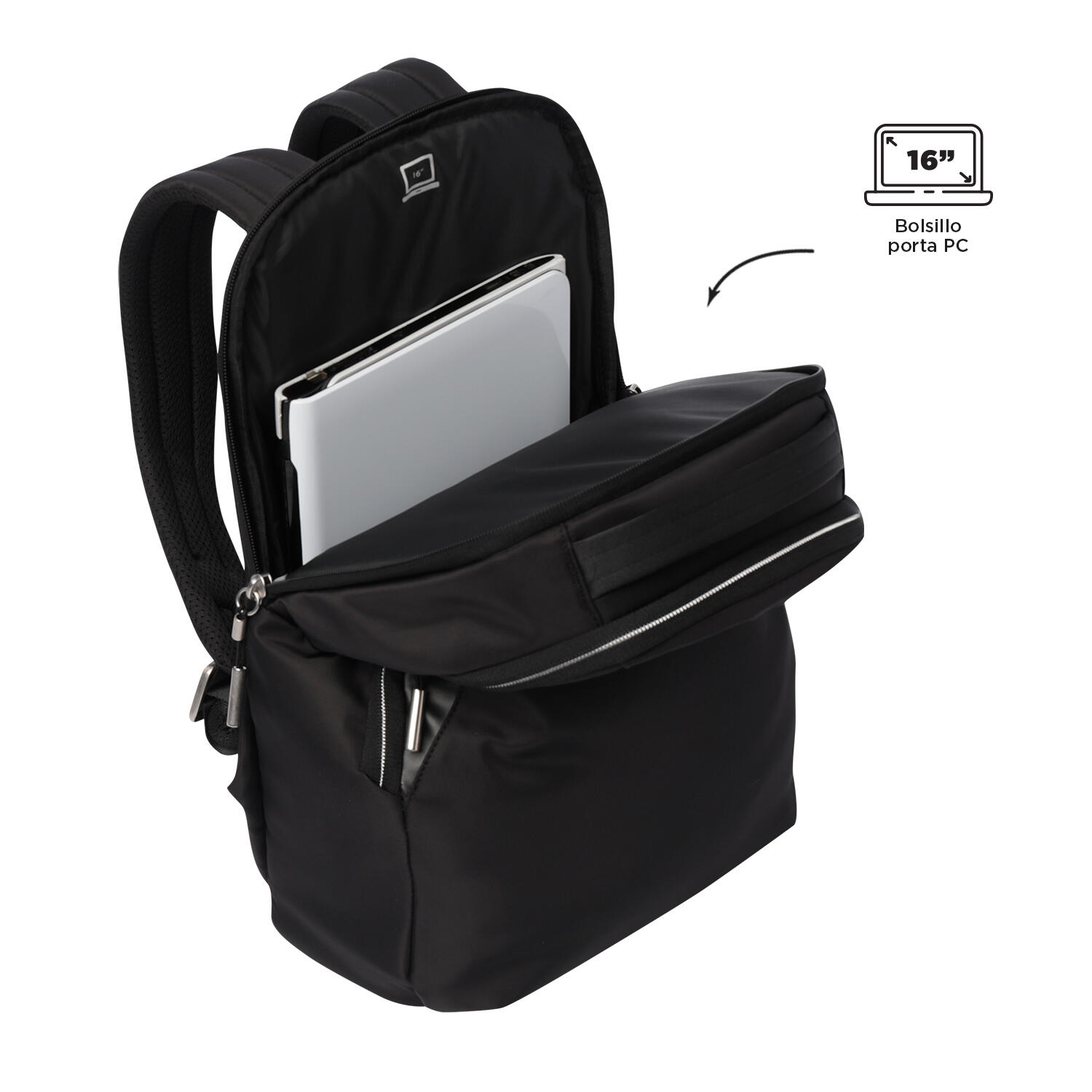 Totto Mochila ejecutiva Roxanne Black Poliéster 28.5 x 42.5 x 12 cm 5/5