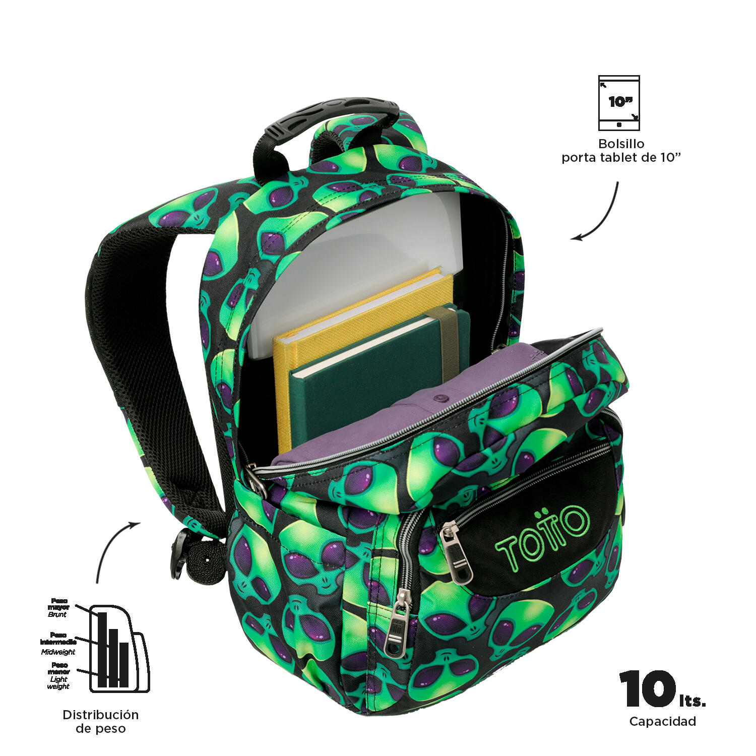 Totto Mochila escolar Tempera Ali Poliéster reciclado 27 x 36.5 x 12 cm 4/5