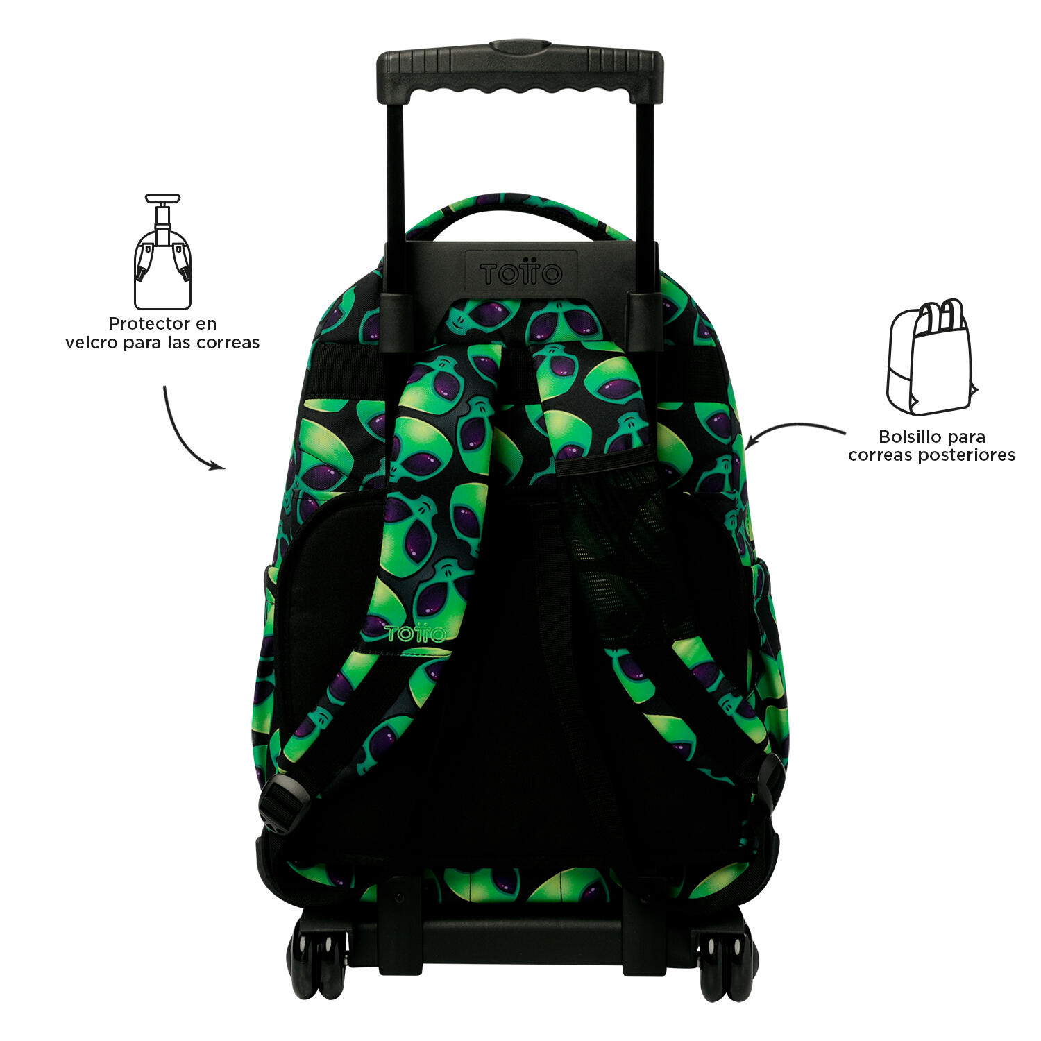 Totto Mochila escolar ruedas Renglones Ali Poliéster reciclado 32 x 45.5 x 18 c 4/5