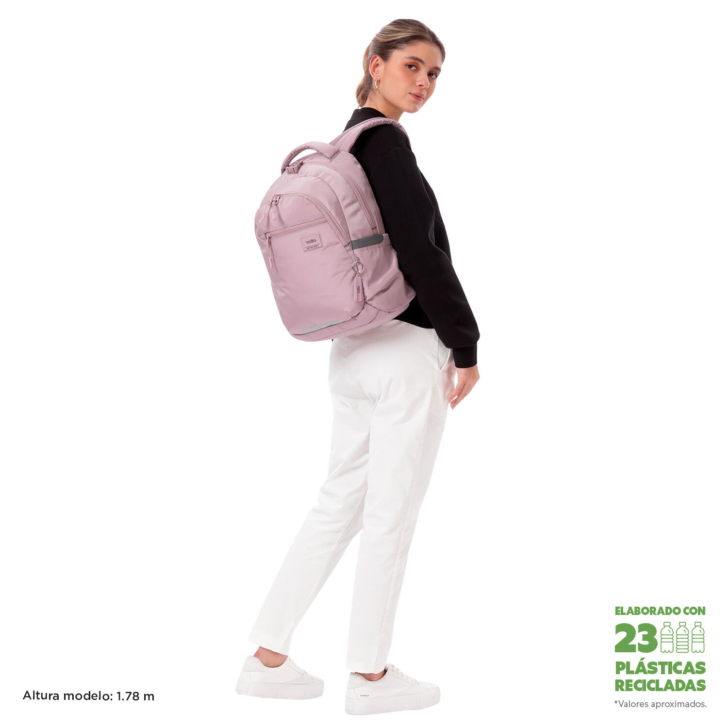 Totto Mochila urbana Misisip Keepsake Lilac Poliéster reciclado 31 x 44 x 15 cm 2/5
