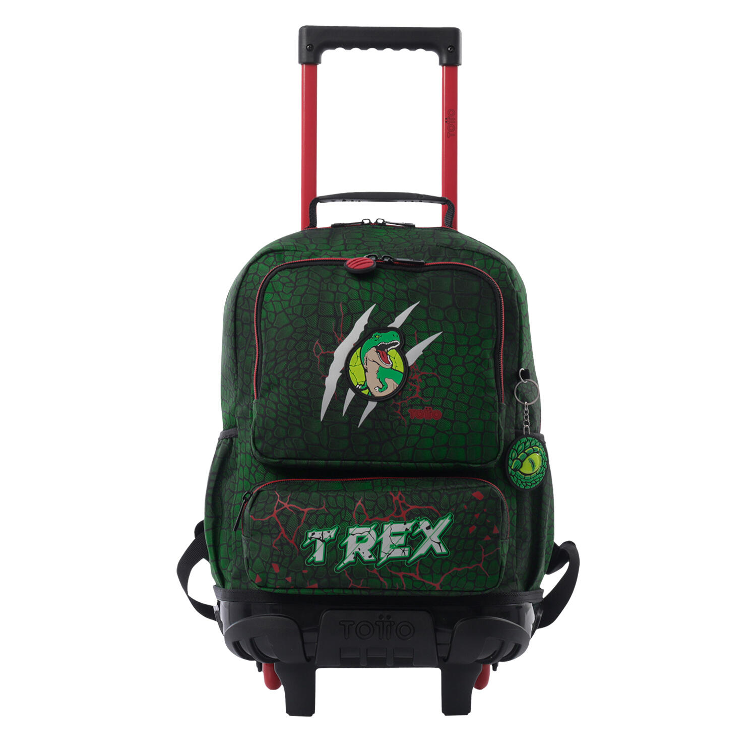 Totto Mochila infantil ruedas Rex Dino Verde Poliéster 28.5 x 41 x 12.5 cm 1/5