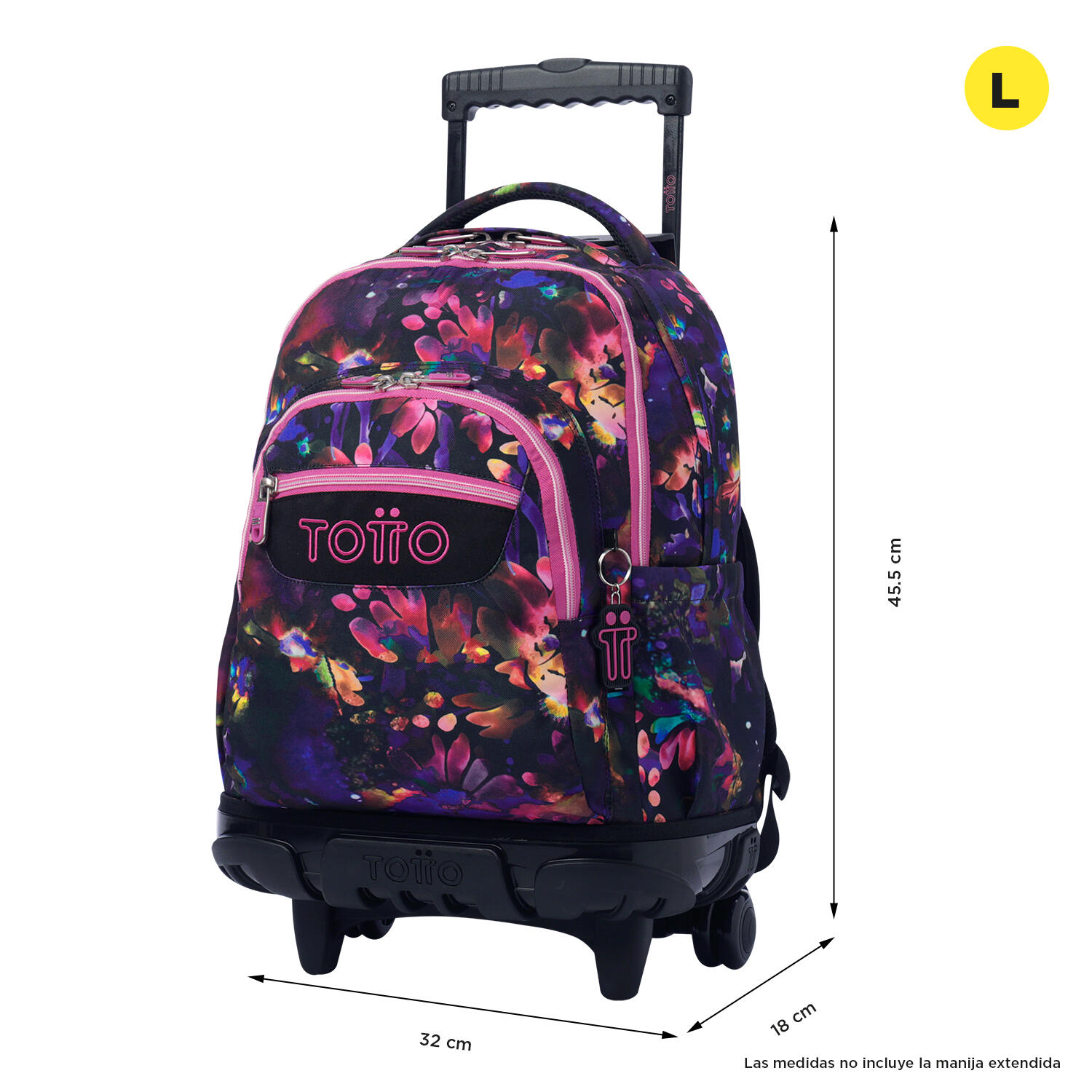 Totto Mochila escolar ruedas Renglones Flower Galaxy Poliéster reciclado 32 x 4 3/5