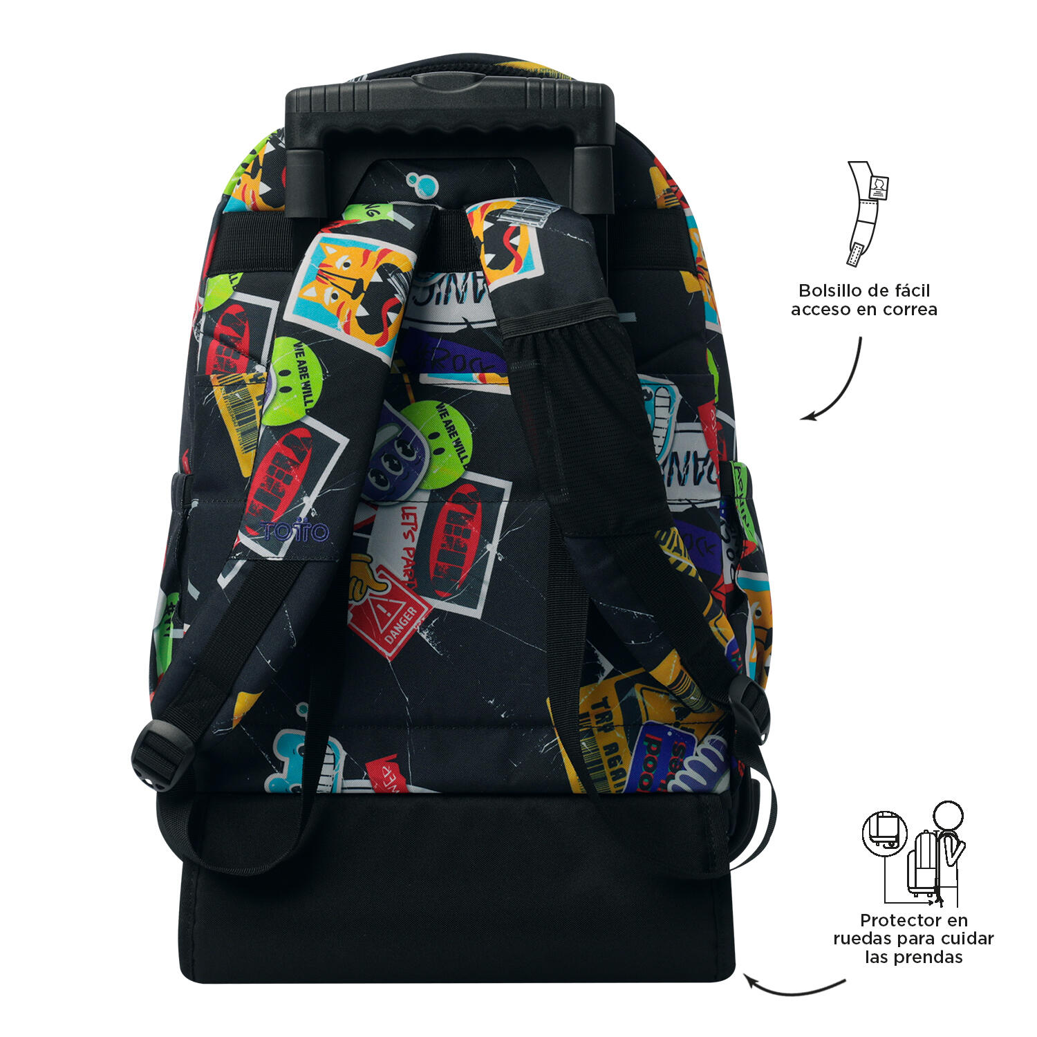 Totto Mochila escolar ruedas Renglones Sticky Poliéster reciclado 32 x 45.5 x 1 5/5