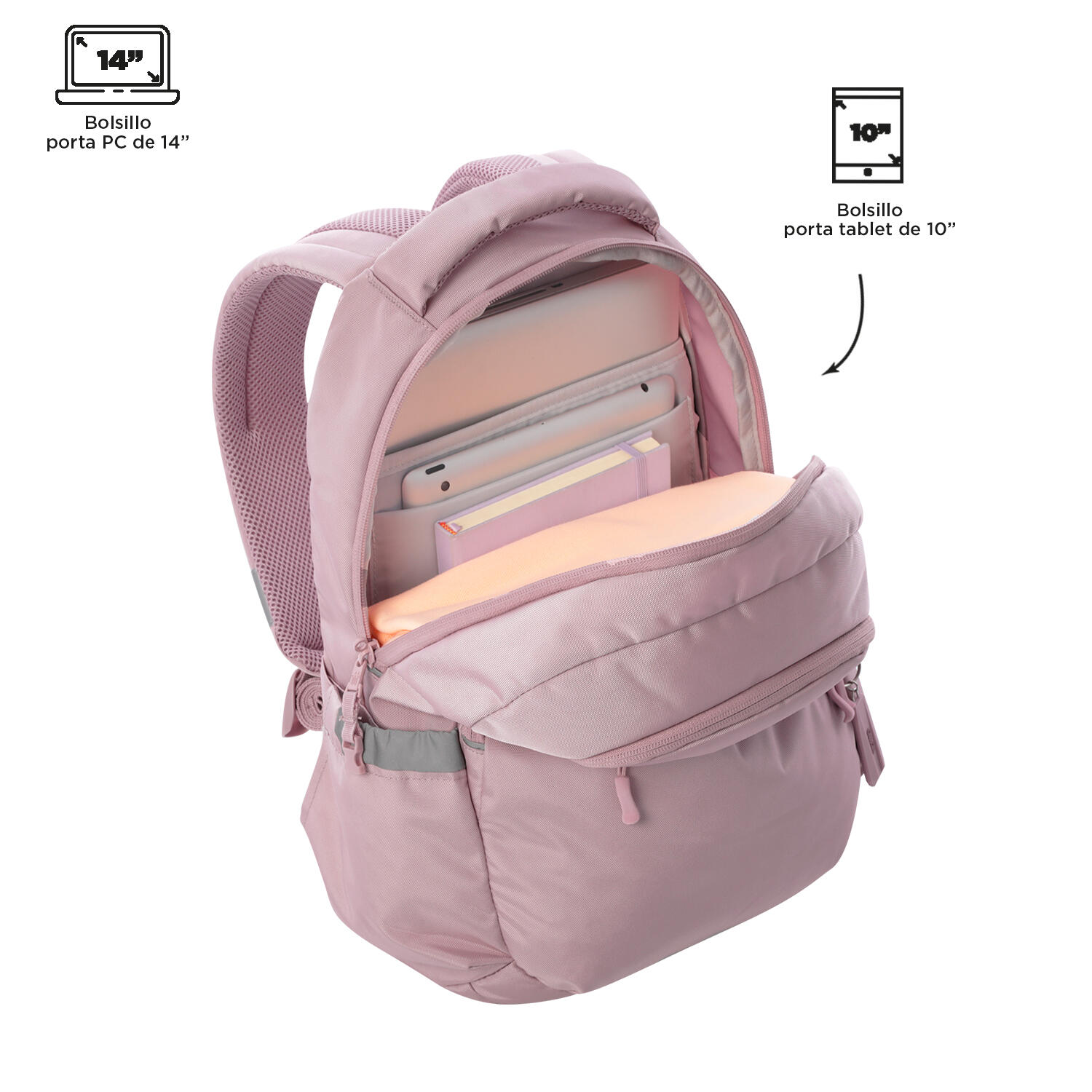 Totto Mochila urbana Misisip Keepsake Lilac Poliéster reciclado 31 x 44 x 15 cm 5/5