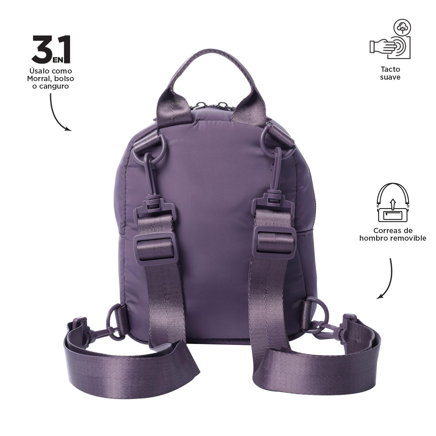 Totto Mochila urbana Yuen 2.0 Montana Grape Poliéster 17 x 21.5 x 9 cm 3/4
