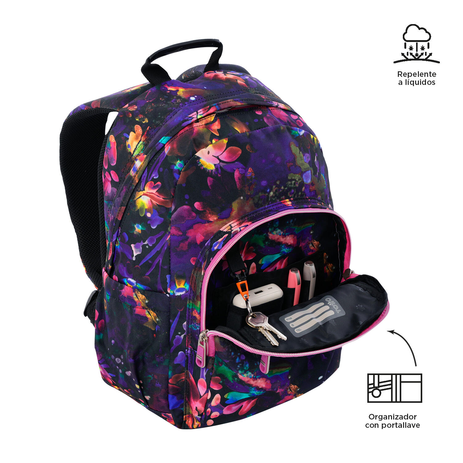Totto Mochila escolar Gommas Flower Galaxy Poliéster reciclado 29 x 39 x 14 cm 5/5