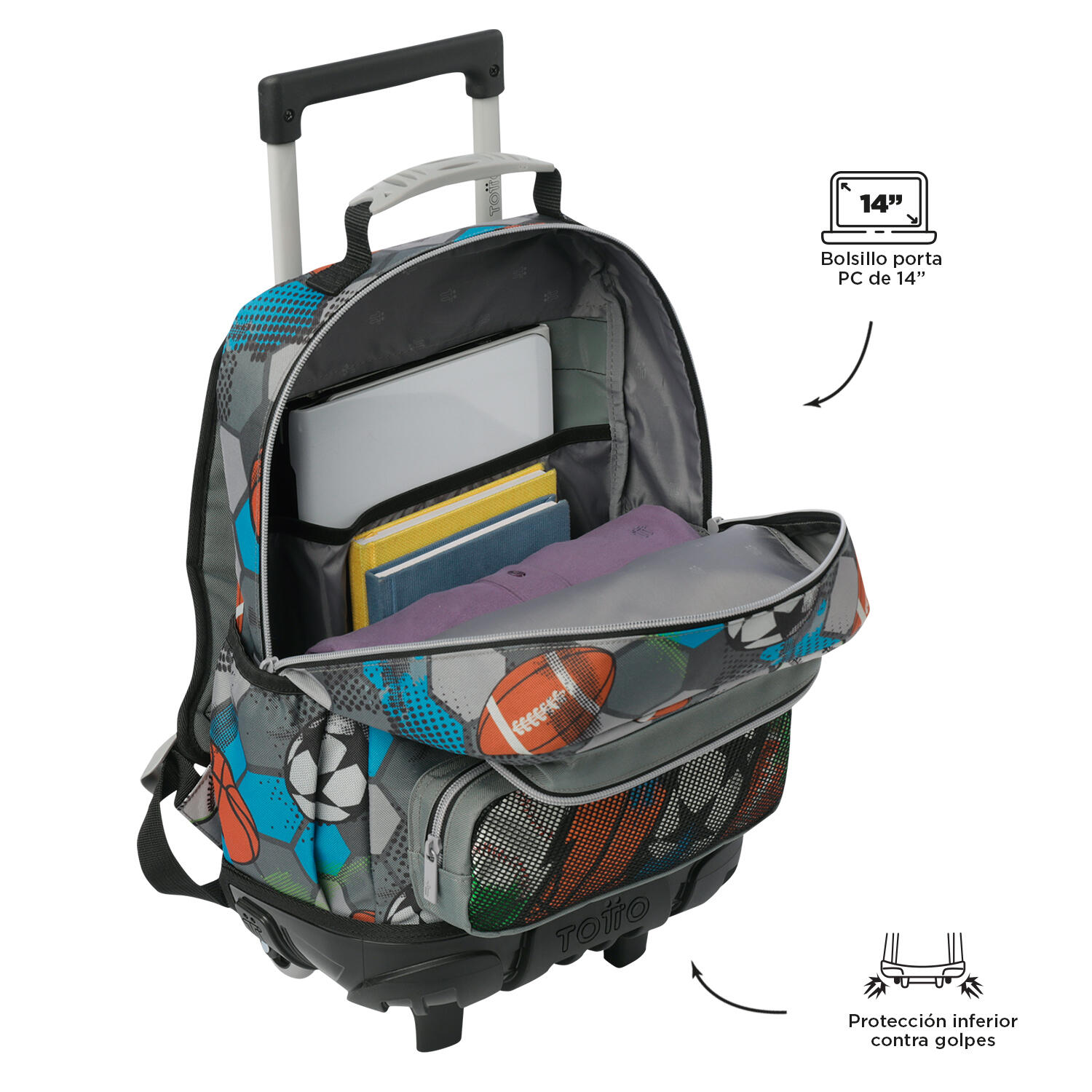 Totto Mochila infantil ruedas Multisport Multicolor Poliéster 29.5 x 41.5 x 19 5/5