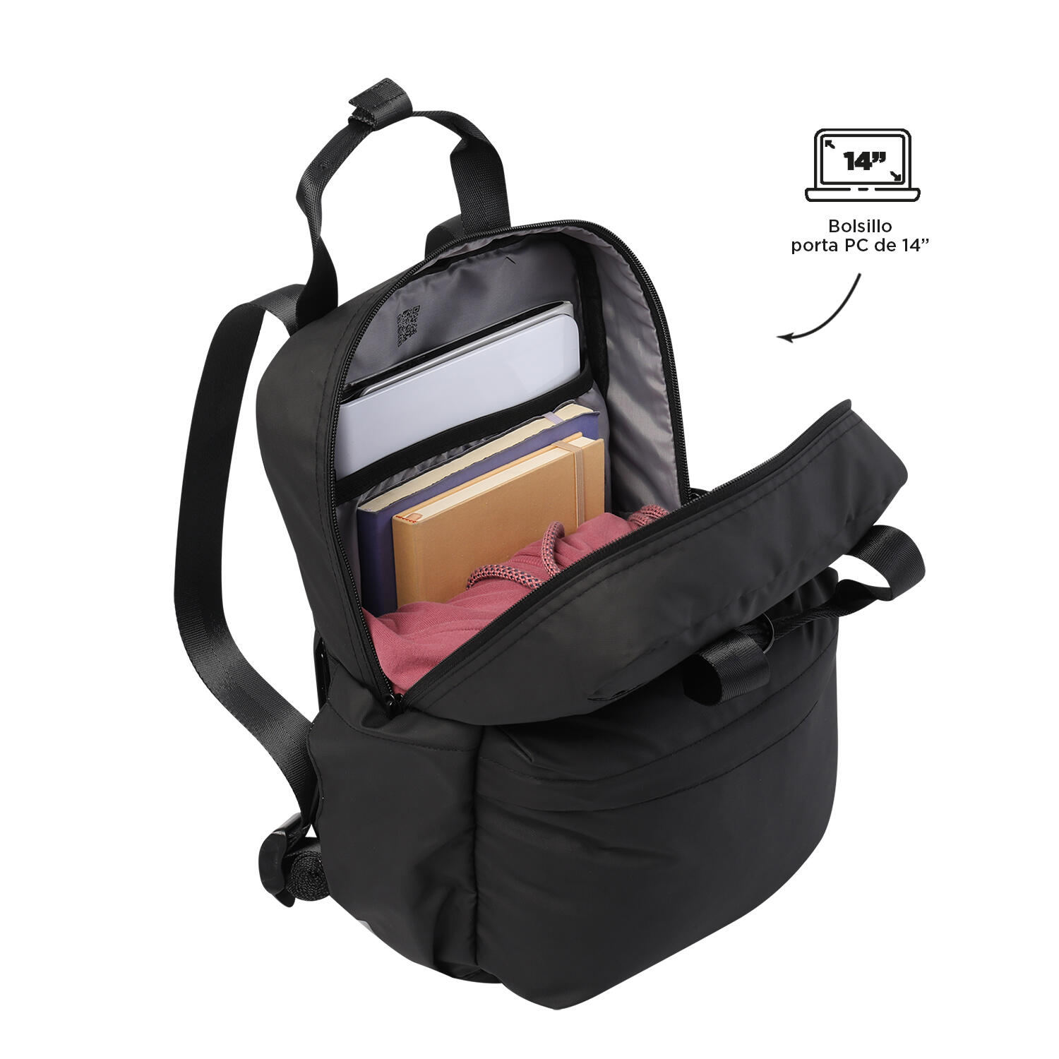 Totto Mochila urbana Billy Negro Poliéster 28 x 41.5 x 12 cm 4/5