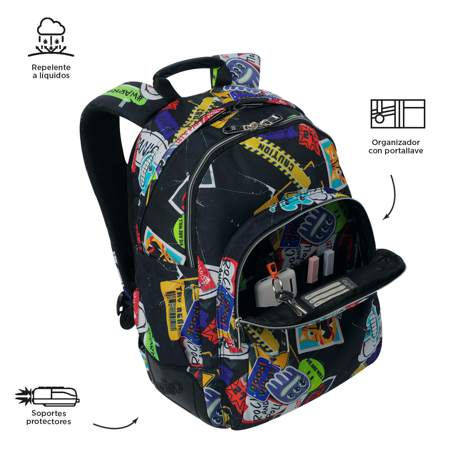 Totto Mochila escolar Rayol Sticky Poliéster reciclado 33 x 44 x 13.5 cm 5/5