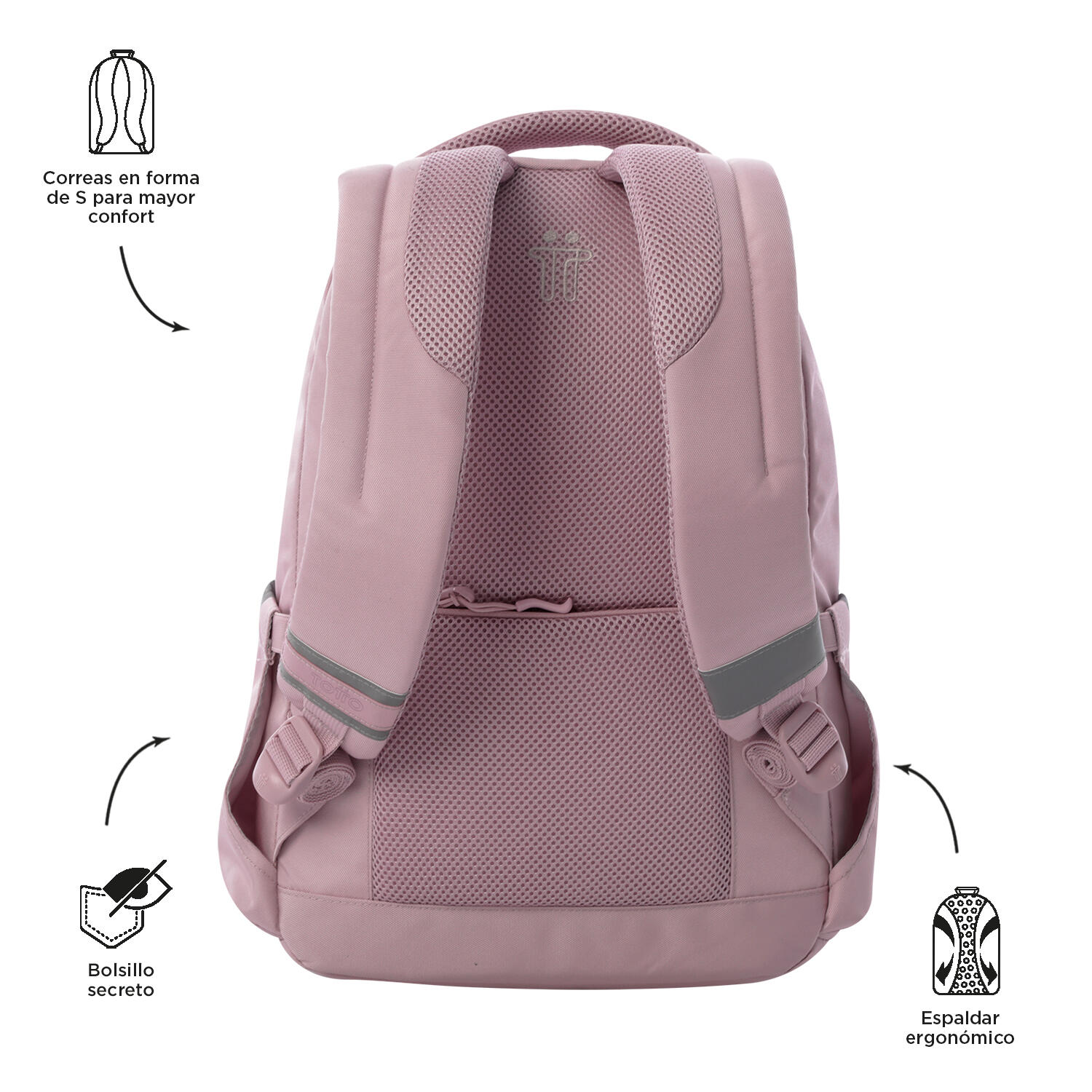 Totto Mochila urbana Misisip Keepsake Lilac Poliéster reciclado 31 x 44 x 15 cm 4/5