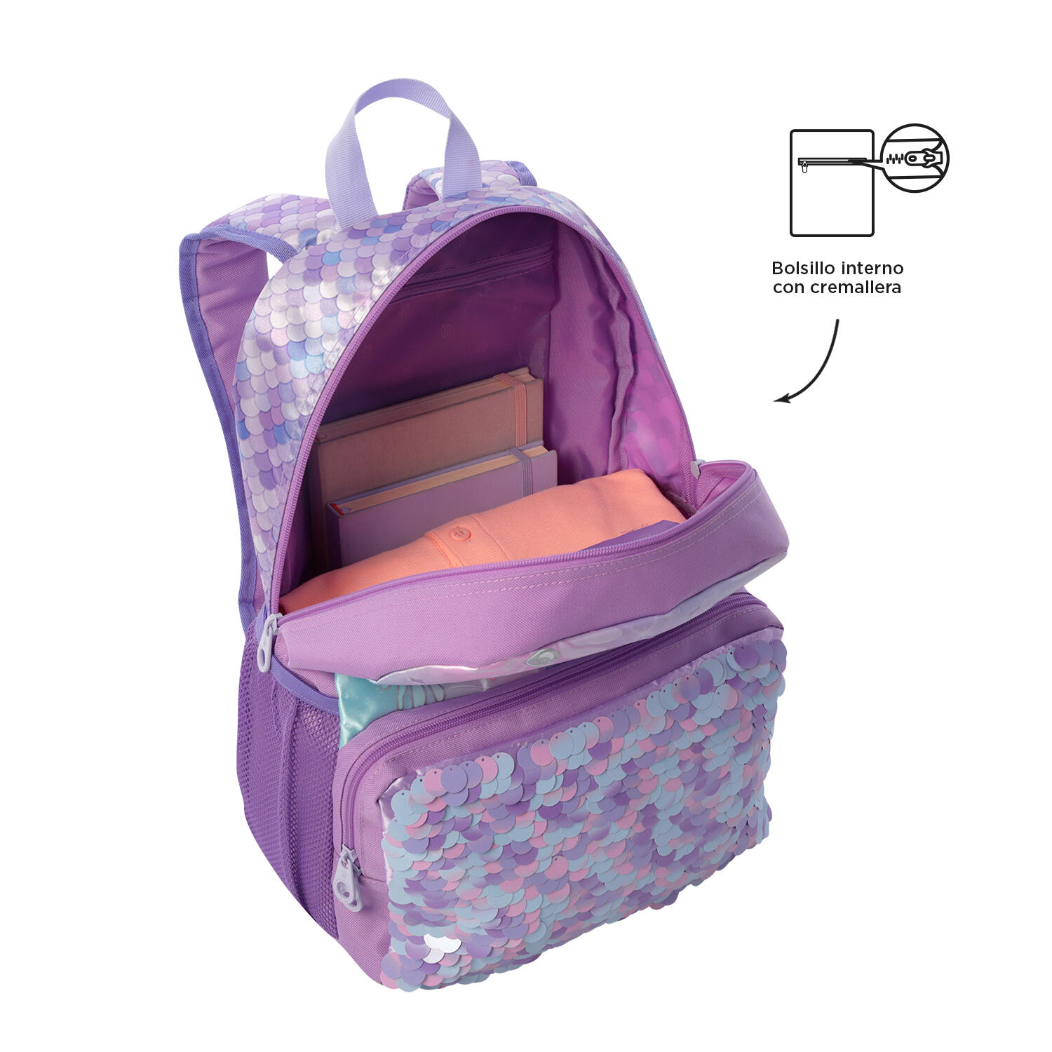 Totto Mochila Infantil Sireny Rosa Poliéster 29 x 40.5 x 11 cm 5/5