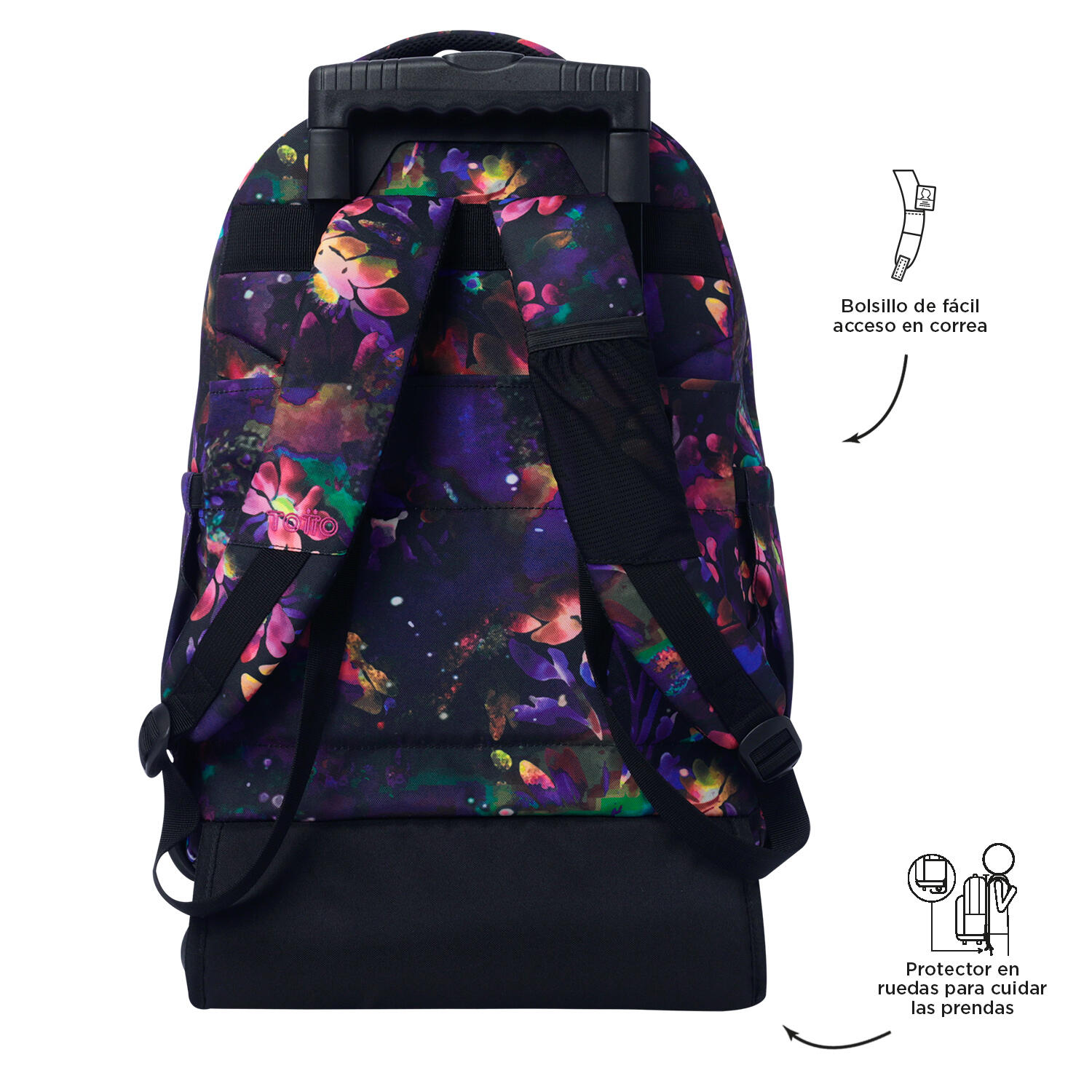 Totto Mochila escolar ruedas Renglones Flower Galaxy Poliéster reciclado 32 x 4 5/5