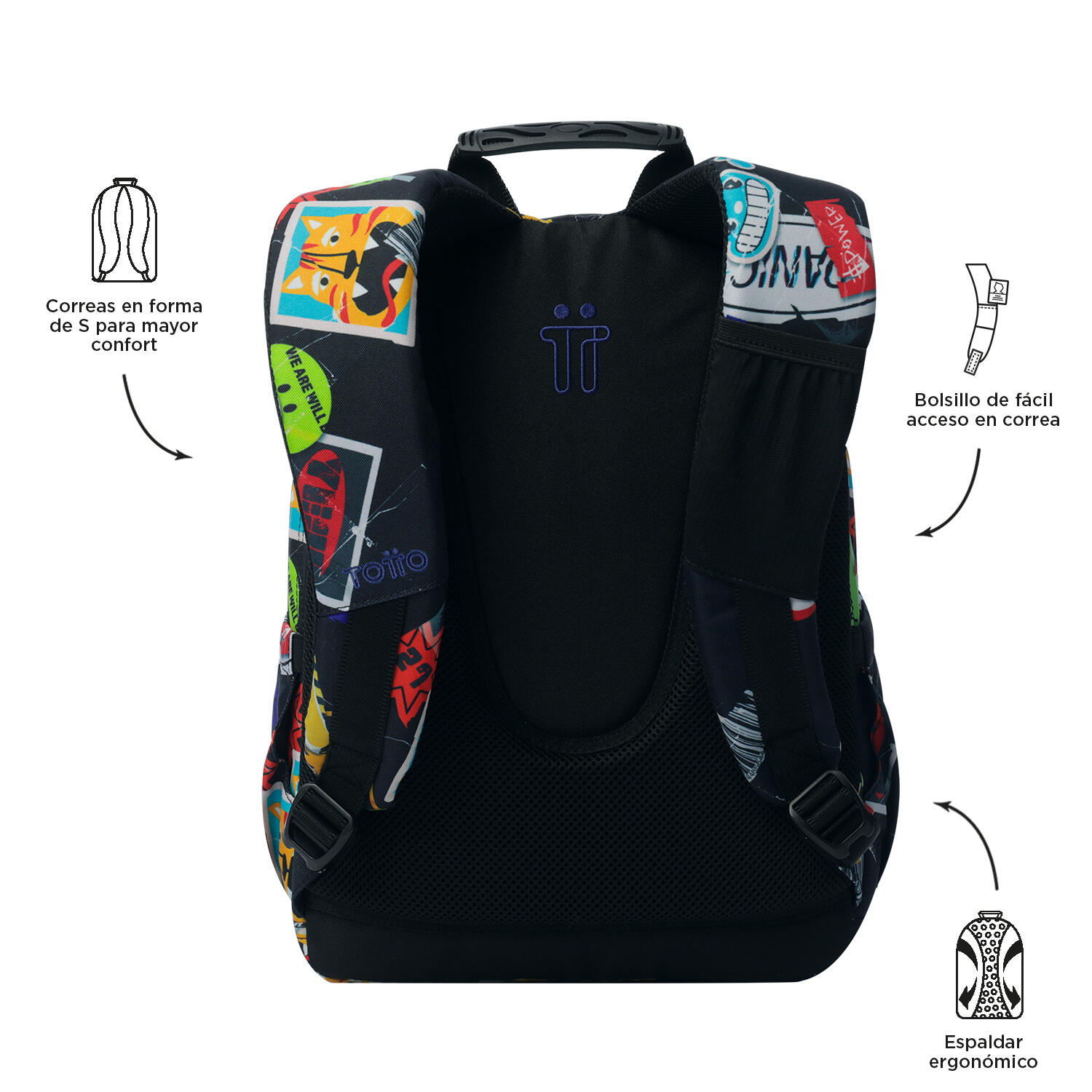 Totto Mochila escolar Gommas Sticky Poliéster reciclado 29 x 39 x 14 cm 3/5