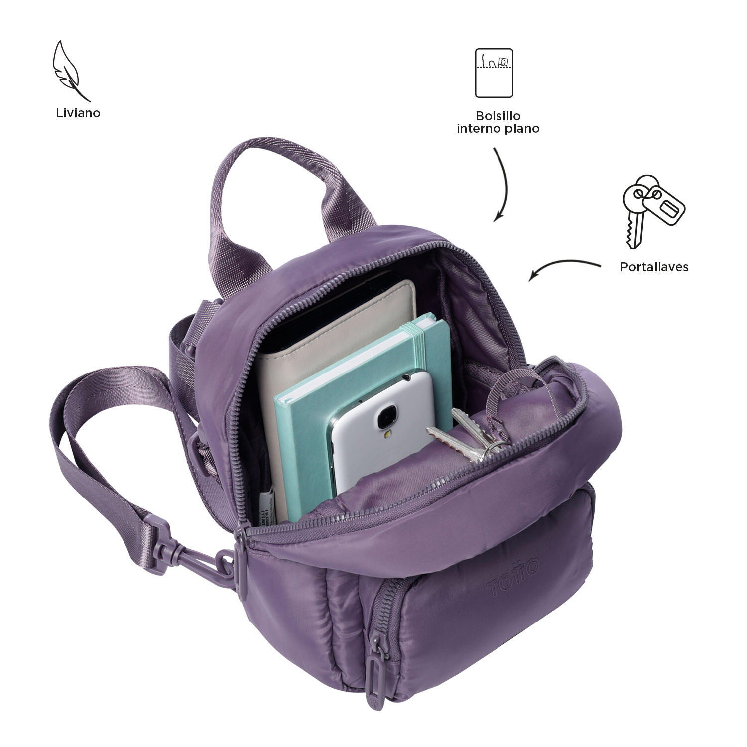 Totto Mochila urbana Yuen 2.0 Montana Grape Poliéster 17 x 21.5 x 9 cm 4/4