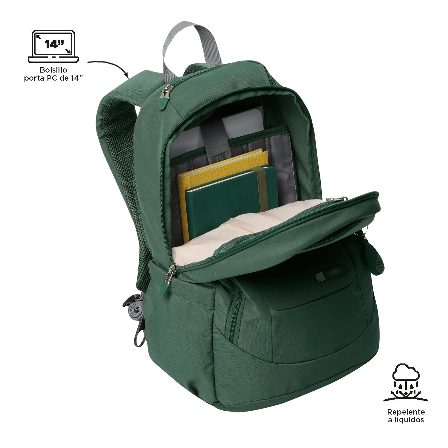 Totto Mochila urbana Goctal 2.0 Silver Pine Poliéster 32.5 x 44 x 18 cm 5/5