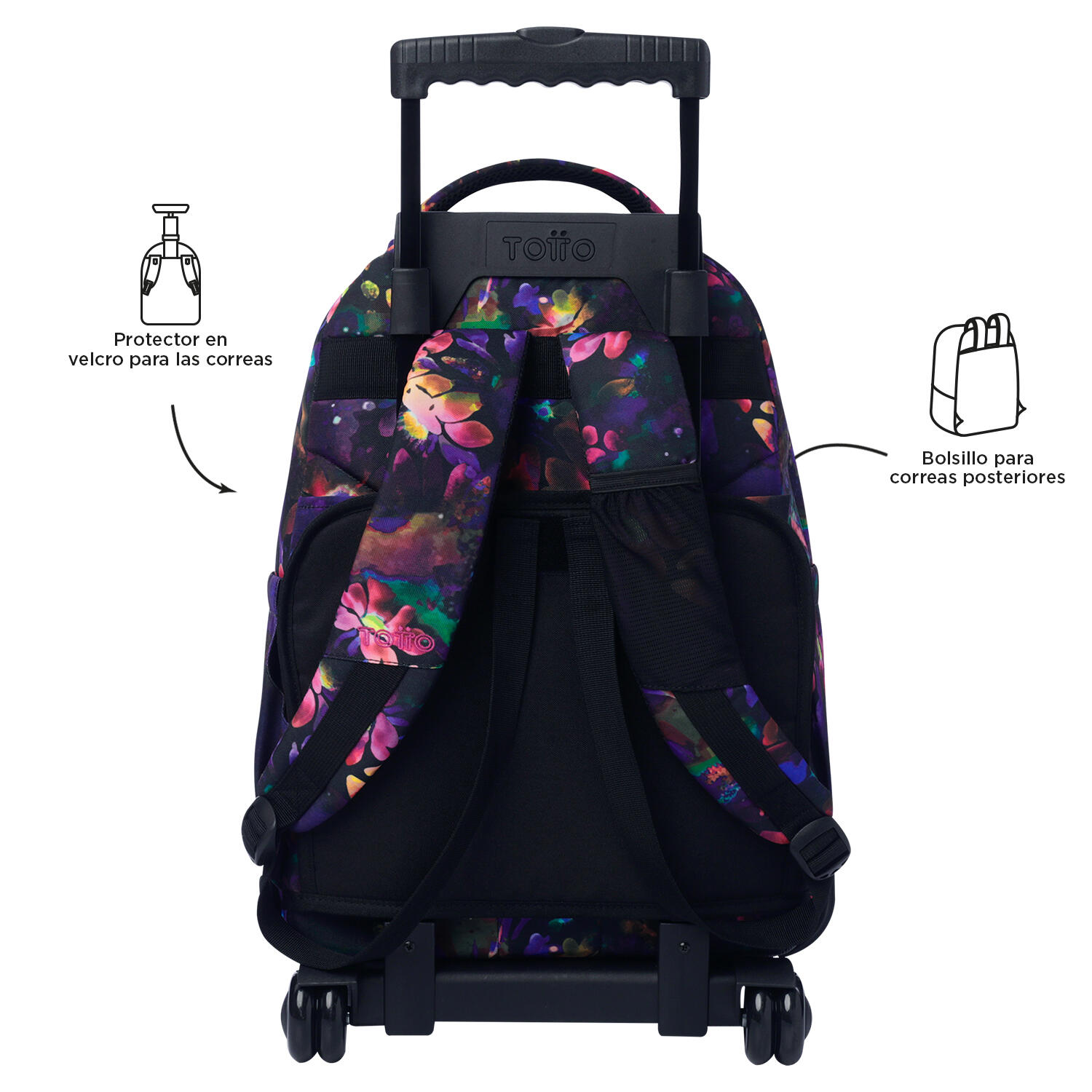Totto Mochila escolar ruedas Renglones Flower Galaxy Poliéster reciclado 32 x 4 4/5
