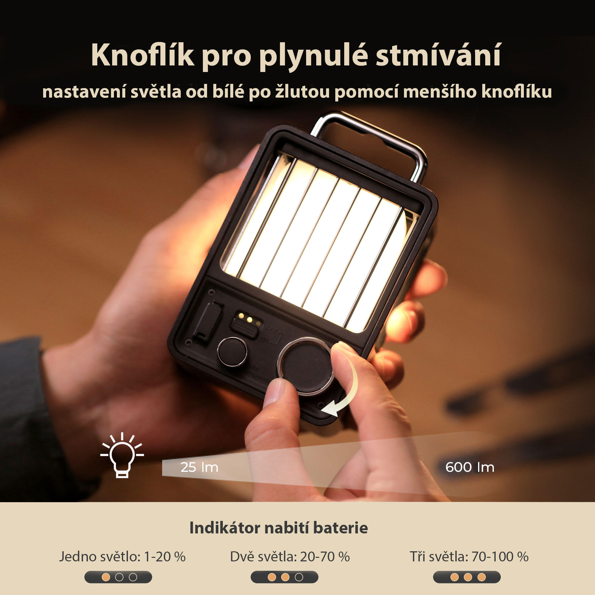 LED dobíjecí kempinková lampa VILLA Lantern 7/8