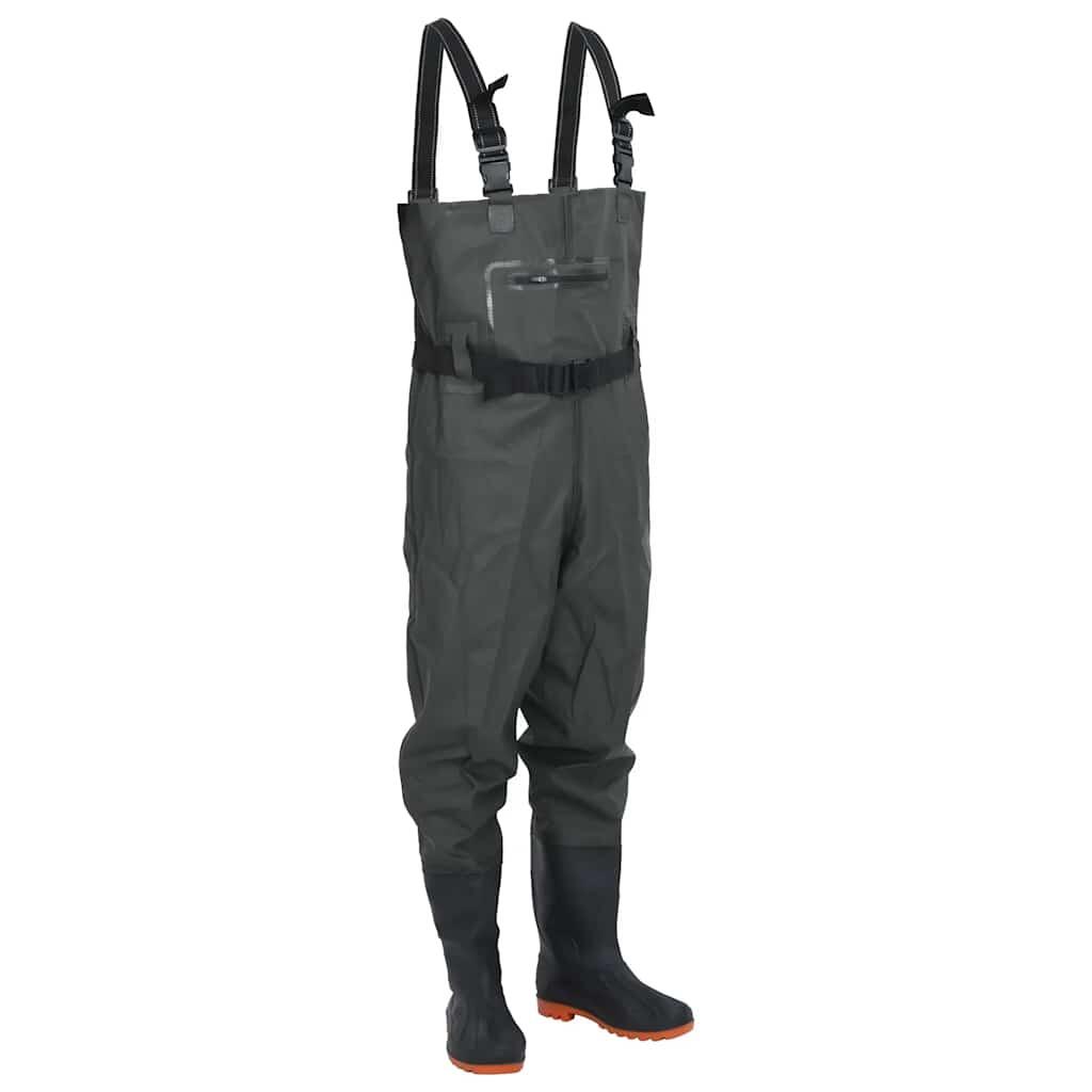 VidaXL Waders with Built-in Boots and Belt Size 44 Dark Green