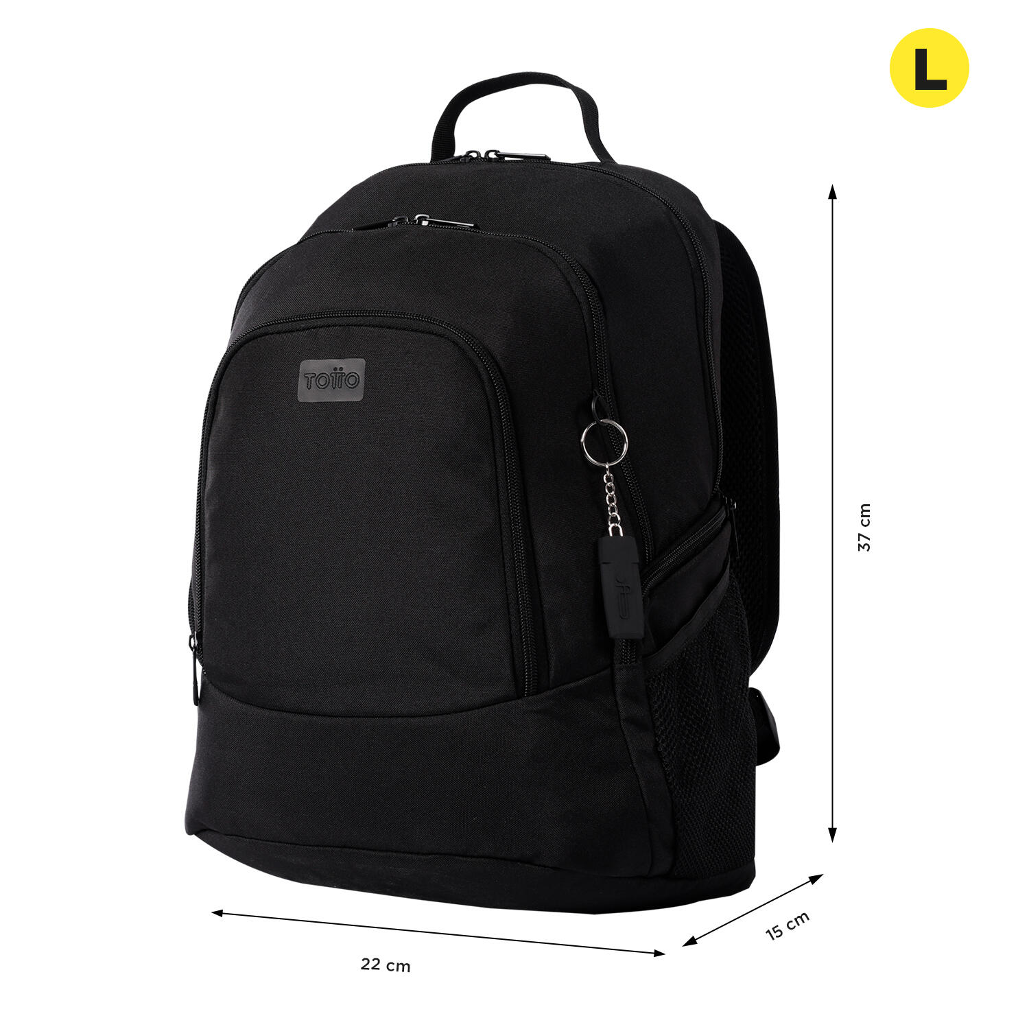 Totto Mochila urbana Kuat Negro Poliéster 22 x 37 x 15 cm 3/5