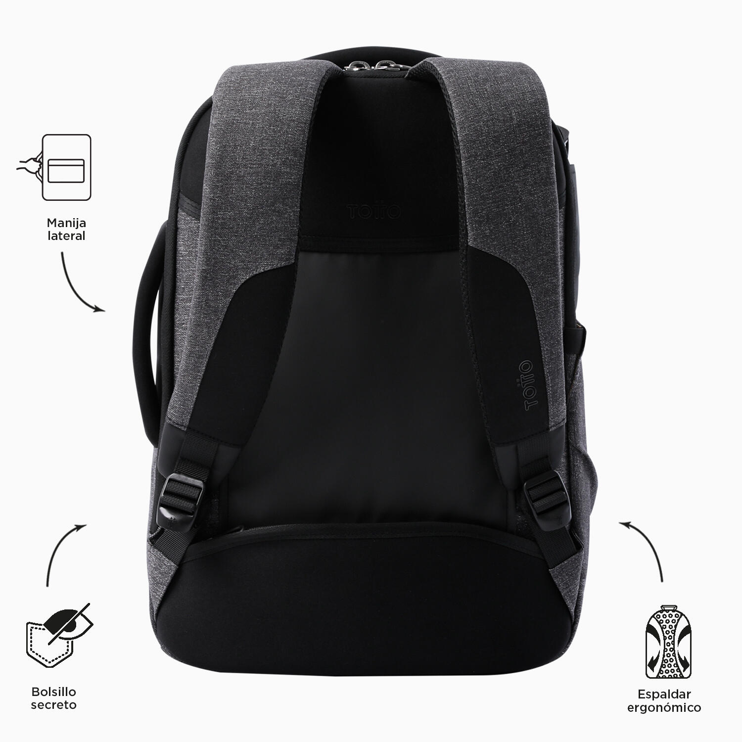 Totto Mochila ejecutiva GTX 2.0 Charcoal Mix Poliéster 32 x 44.5 x 18 cm 3/5