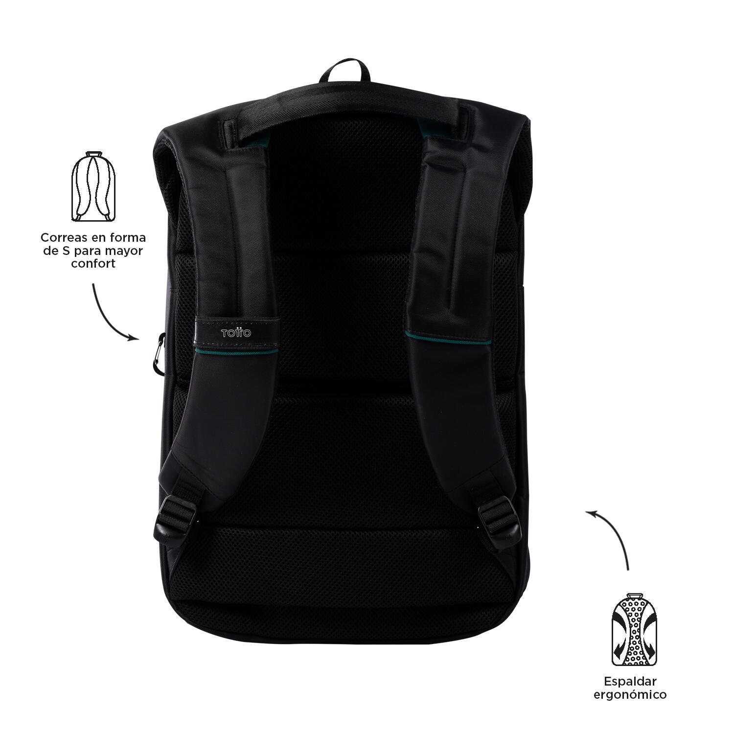 Totto Mochila urbana Kano Negro Poliéster 30 x 44 x 12 cm 3/4