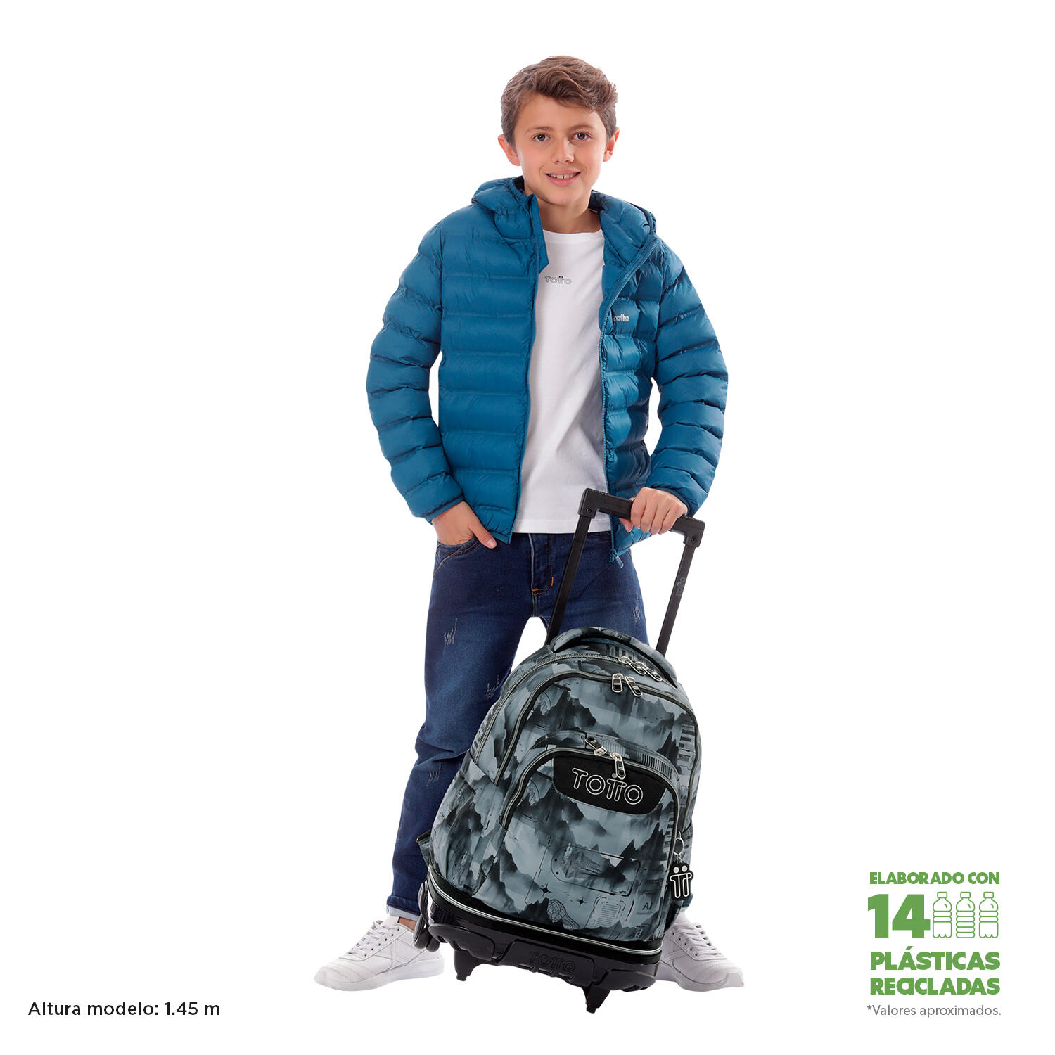 Totto Mochila escolar ruedas Tiza Desmontable Digital Hill Poliéster reciclado 2/5