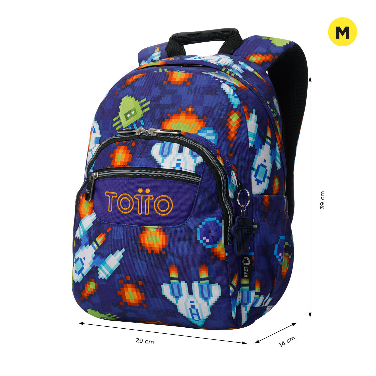 Totto Mochila escolar Gommas Space Blue Poliéster reciclado 29 x 39 x 14 cm 3/5