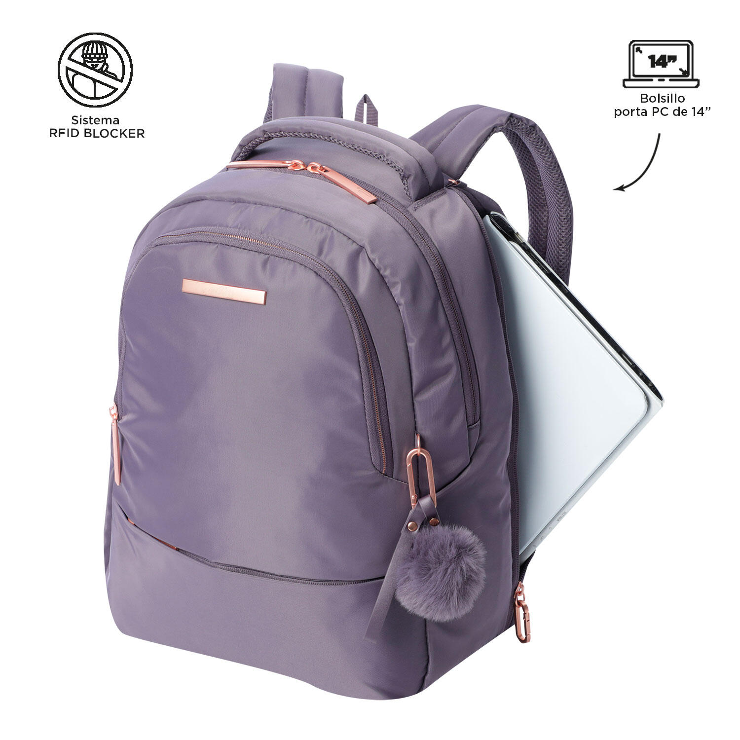 Totto Mochila ejecutiva Adelaide 2.0 Montana Grape Poliéster 30 x 42 x 14 cm 4/5