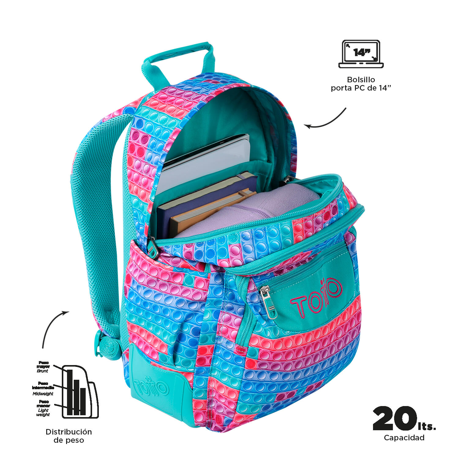 Totto Mochila escolar Rayol Pupit Poliéster reciclado 33 x 44 x 13.5 cm 4/5