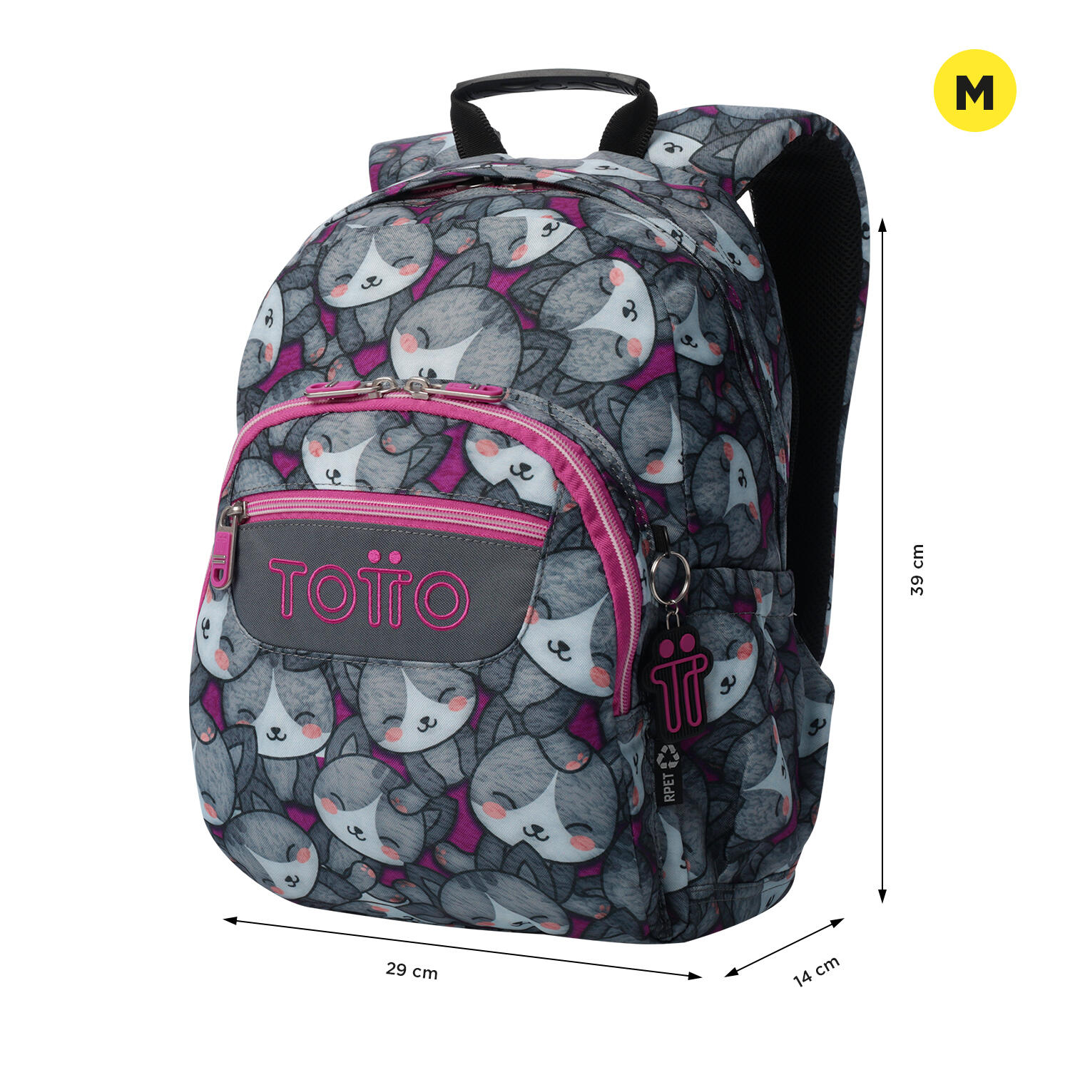 Totto Mochila escolar Gommas Kitten Rose Poliéster reciclado 29 x 39 x 14 cm 2/5