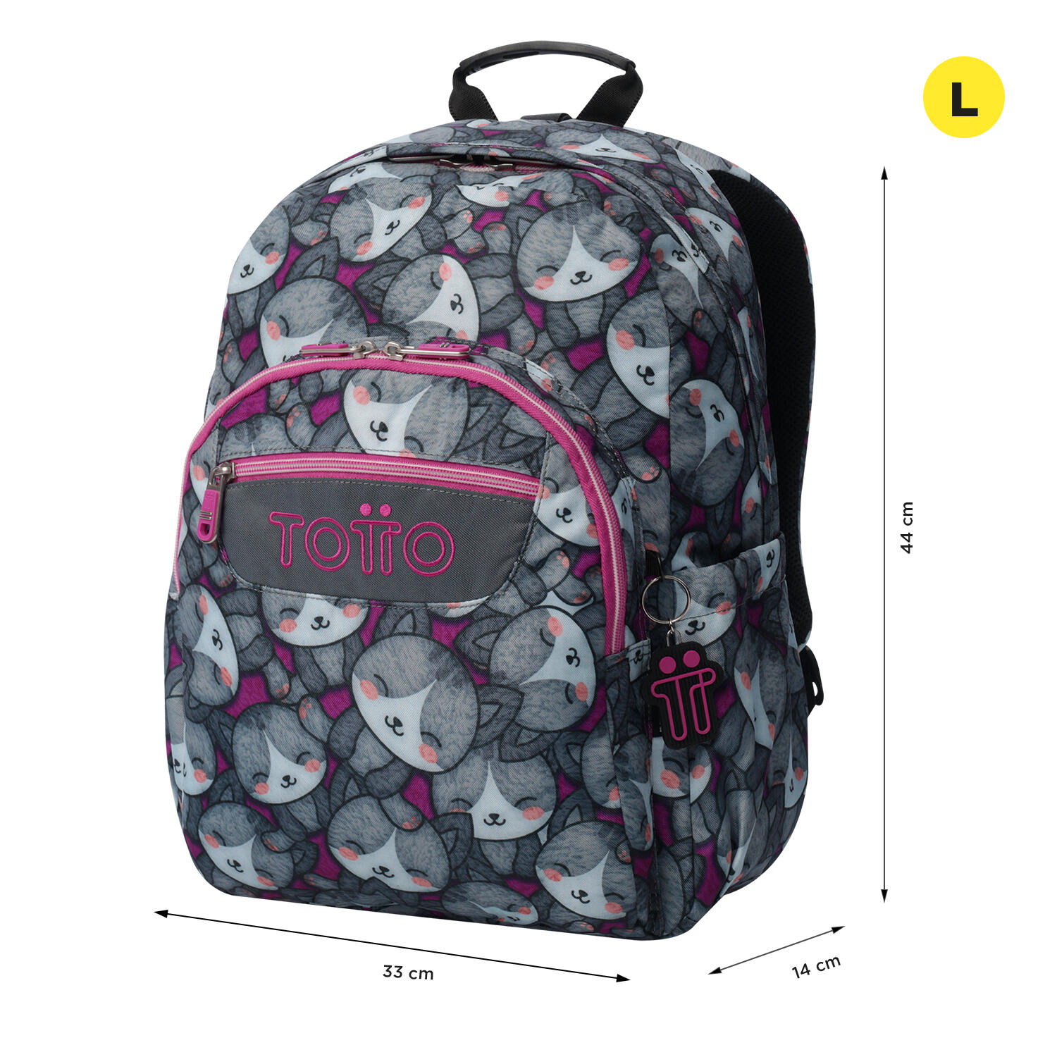 Totto Mochila escolar Acuareles Kitten Rose Poliéster reciclado 33 x 44 x 14 cm 2/5