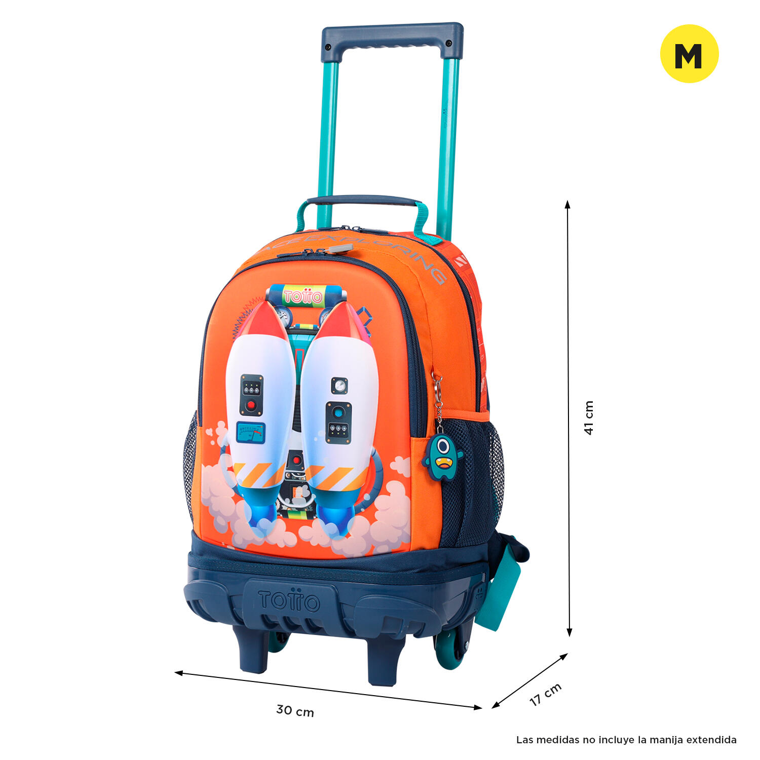 Totto Mochila infantil ruedas Cohety Naranja Poliéster 30 x 41 x 17 cm 2/5