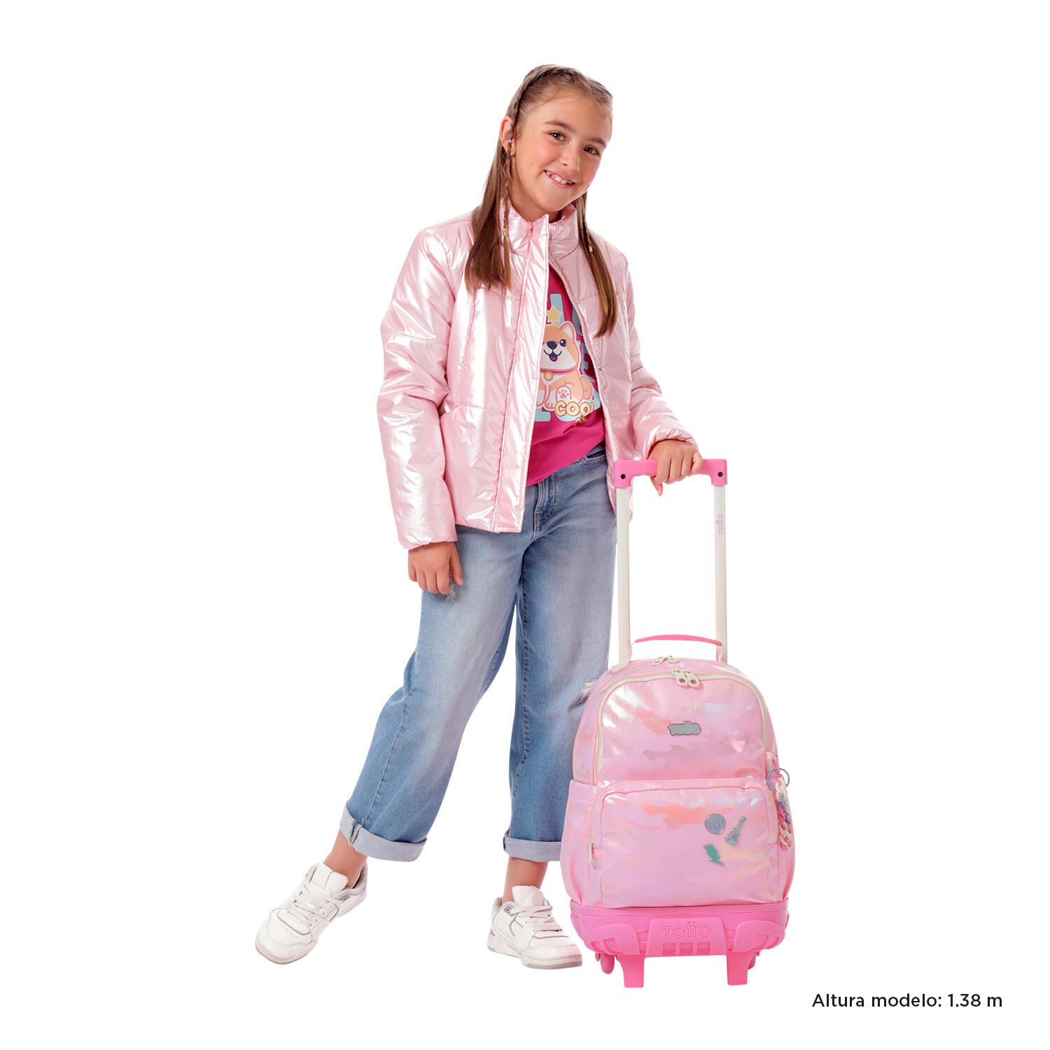 Totto Mochila infantil ruedas Majestic Rosa Poliéster 29.5 x 41.5 x 19 cm 2/5