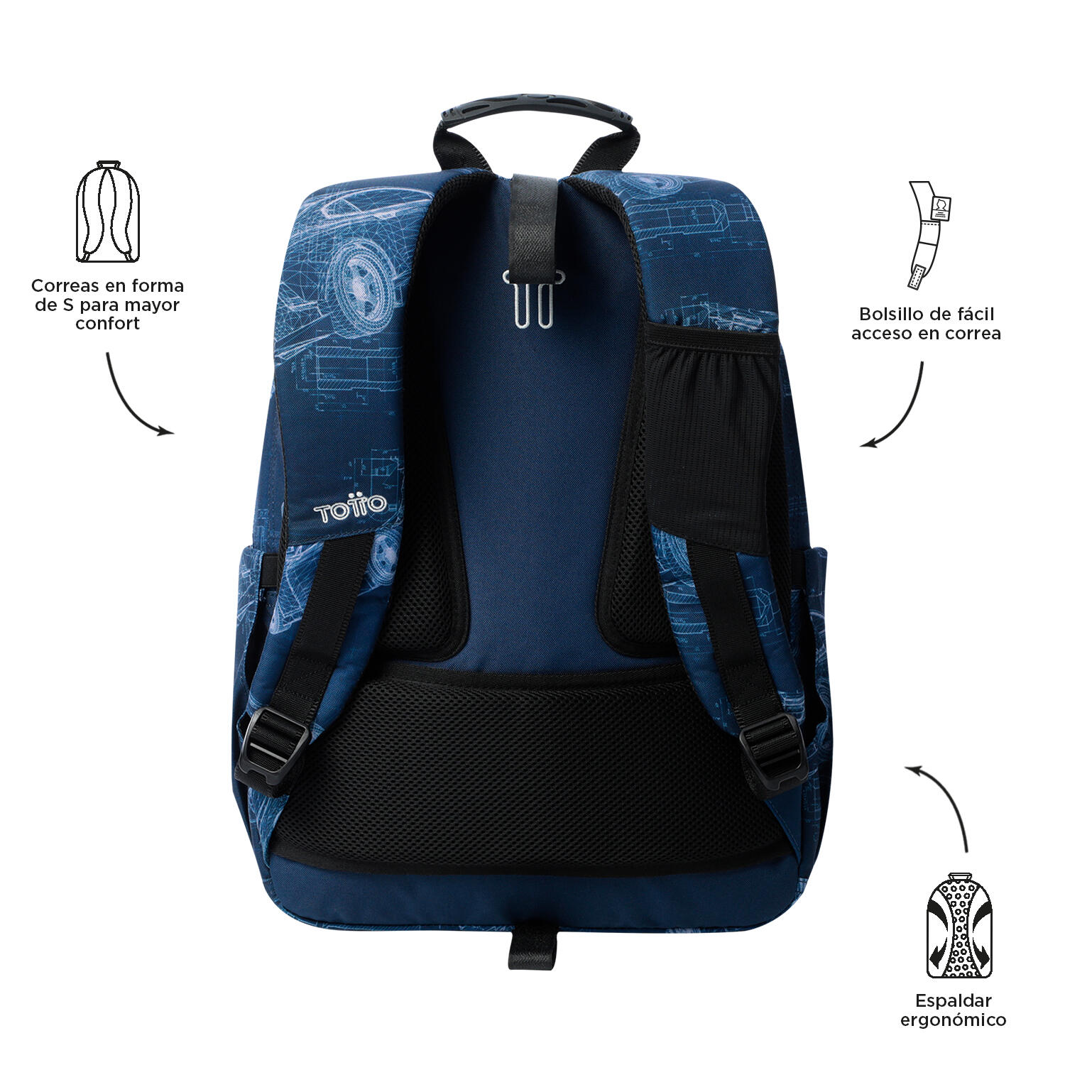 Totto Mochila escolar Acuareles Blueprint Poliéster 33 x 44 x 14 cm 3/5