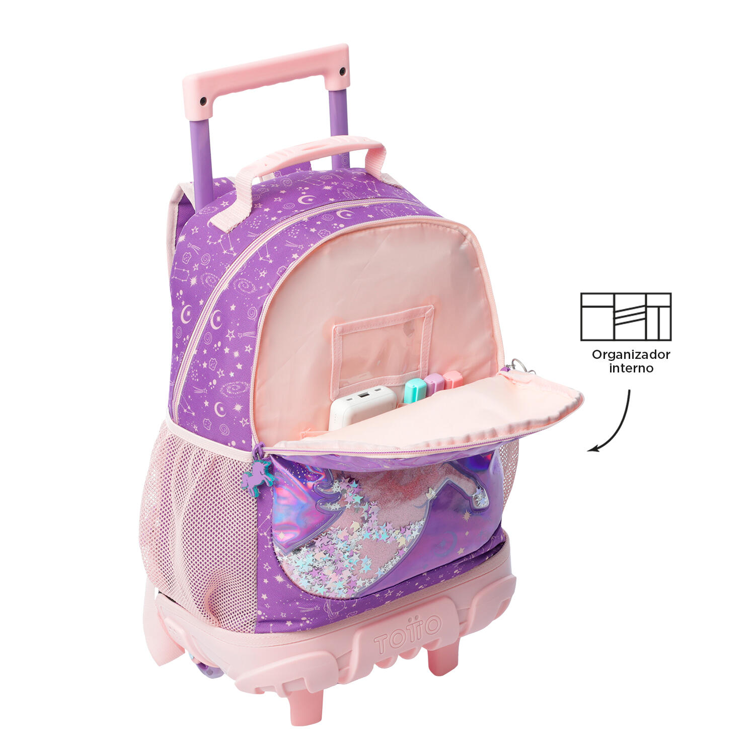 Totto Mochila infantil ruedas Unispace Morado Poliéster 29.5 x 41.5 x 17 cm 5/5