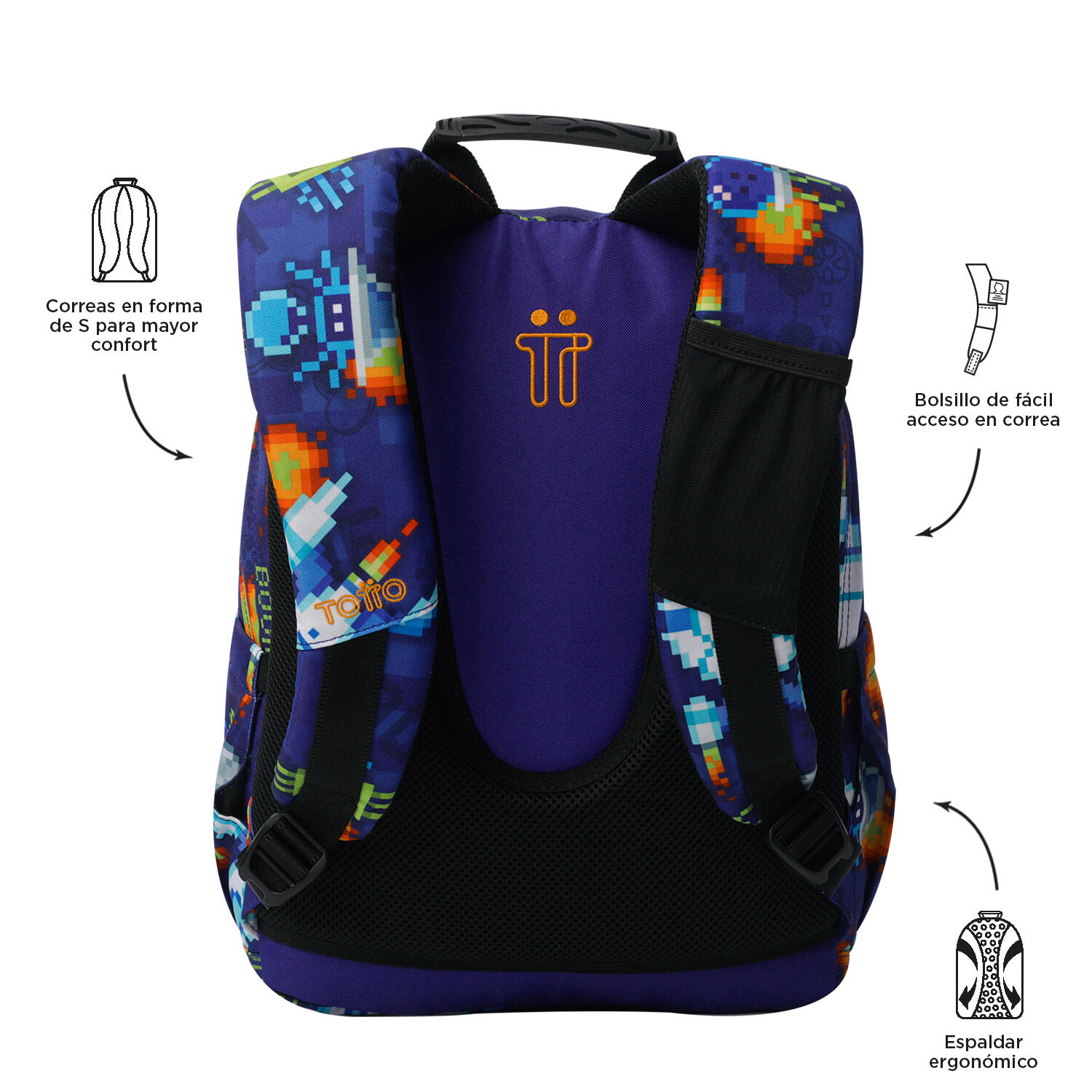 Totto Mochila escolar Gommas Space Blue Poliéster reciclado 29 x 39 x 14 cm 4/5