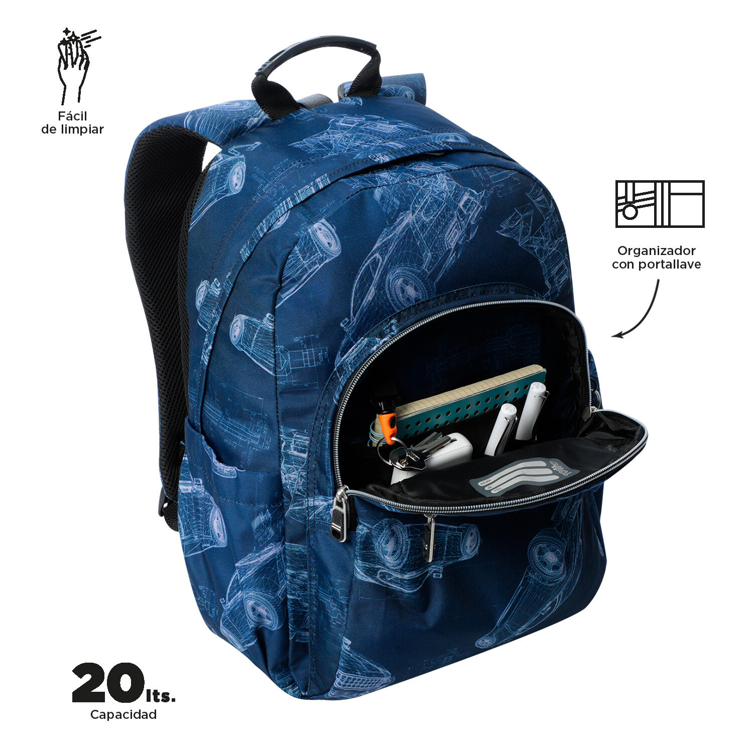 Totto Mochila escolar Acuareles Blueprint Poliéster 33 x 44 x 14 cm 5/5