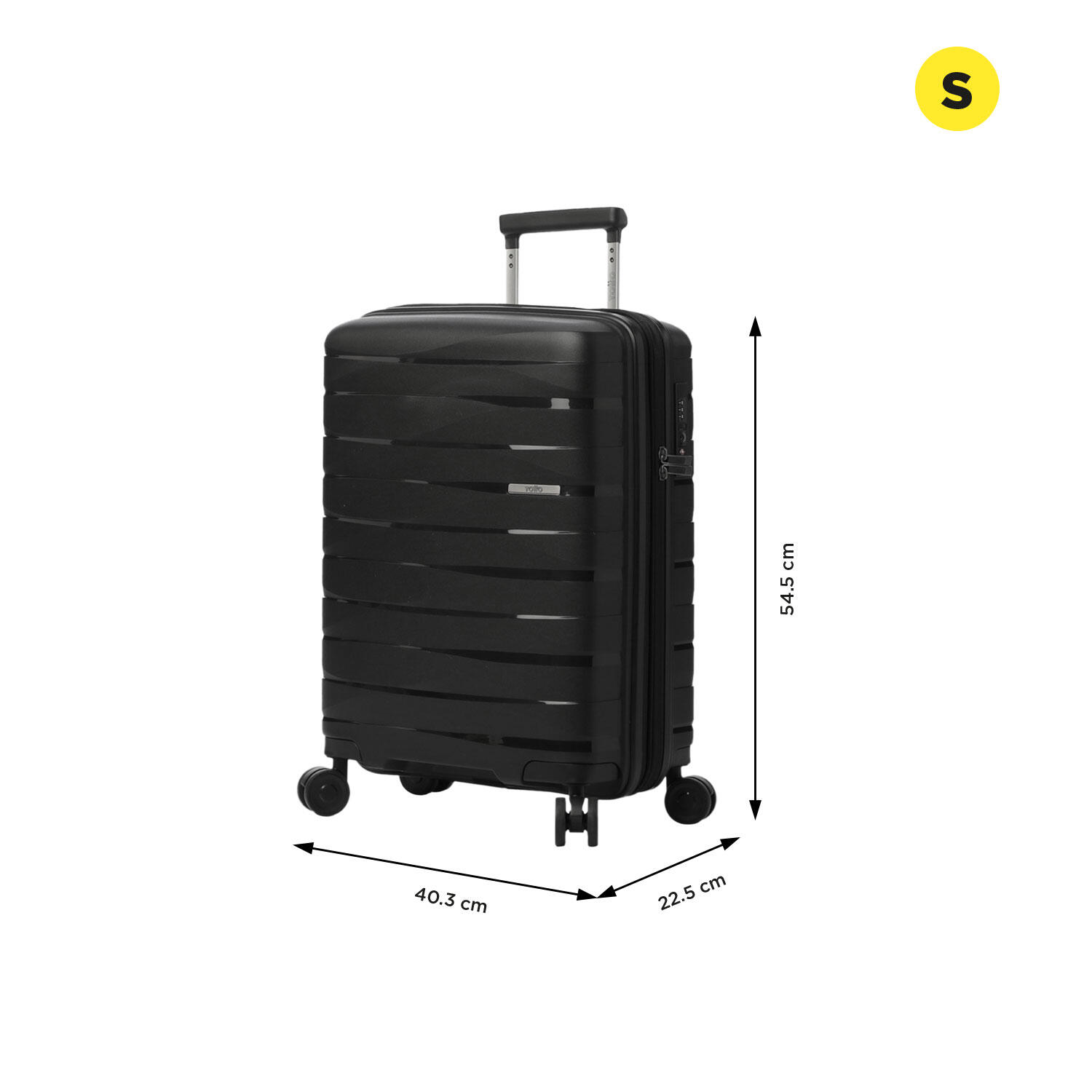 Totto Maleta de cabina Glide Negro Polipropileno 40.3 x 54.5 x 22.5 cm 3/5