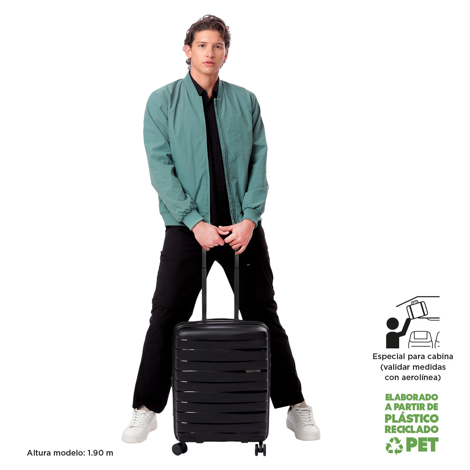 Totto Maleta de cabina Glide Negro Polipropileno 40.3 x 54.5 x 22.5 cm 2/5