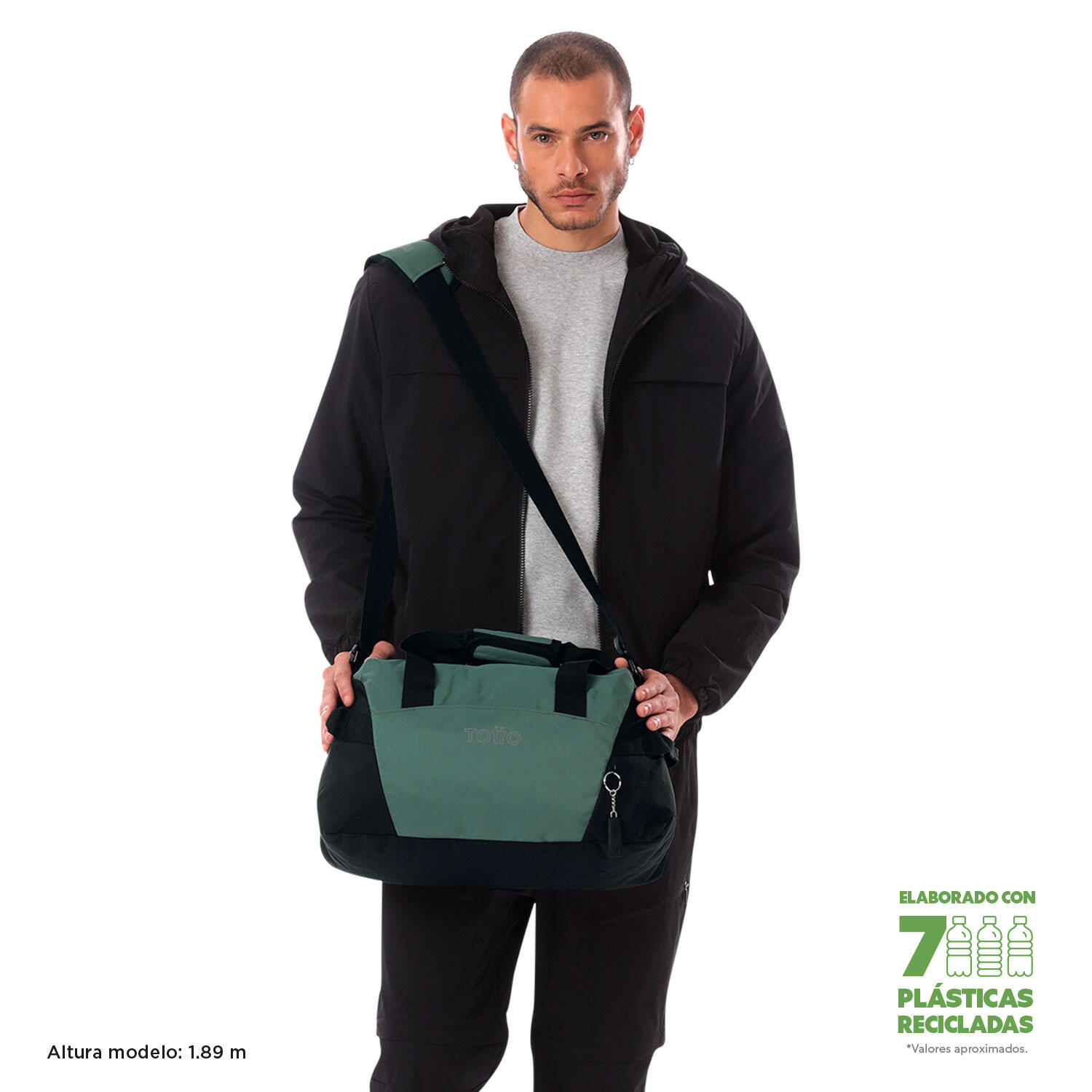 Totto Bolsa deporte Active Pro Silver Pine Poliéster reciclado 45 x 25 x 20 cm 2/5