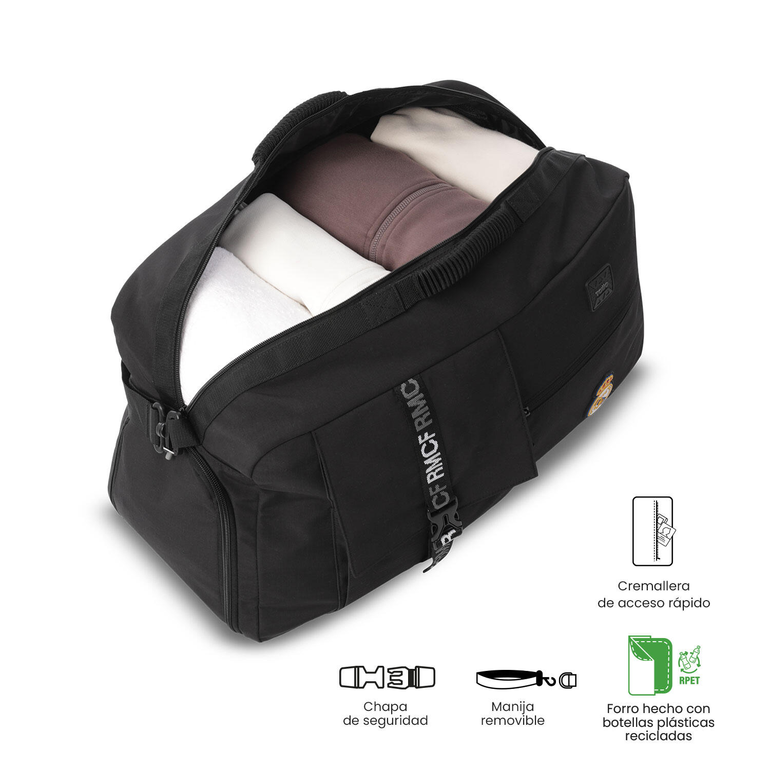 Totto Bolsa deporte Real Madrid Negro Poliuretano 51 x 28.5 x 21 cm 5/5