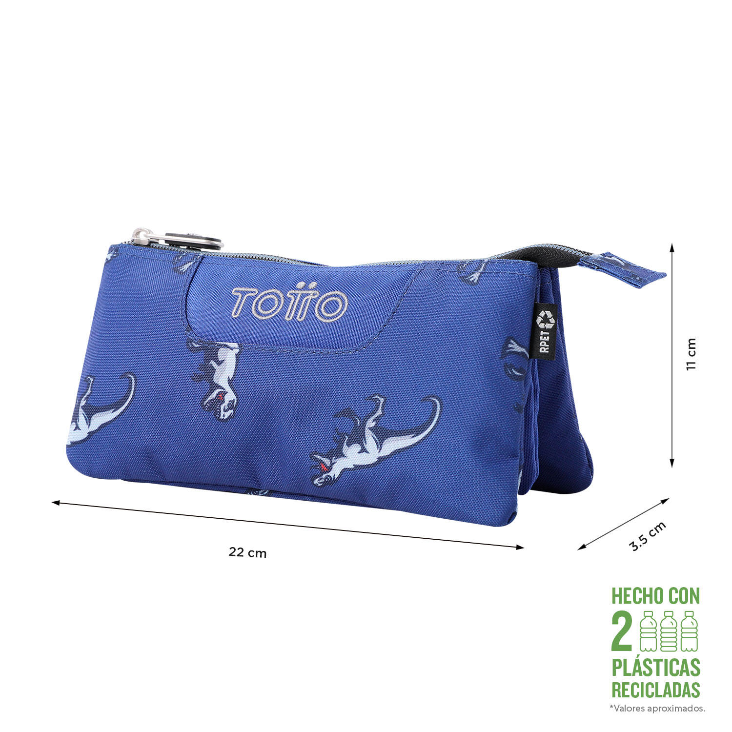 Totto Estuche escolar Tablero Azul Poliéster reciclado 22 x 11 x 3.5 cm 2/4