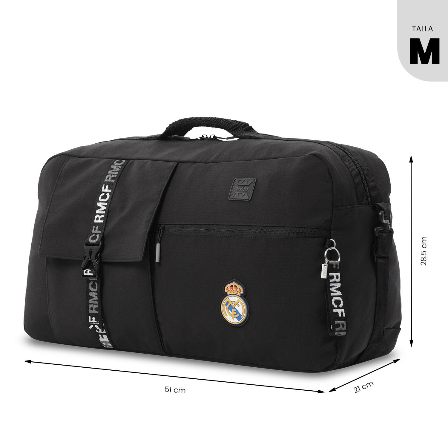Totto Bolsa deporte Real Madrid Negro Poliuretano 51 x 28.5 x 21 cm 4/5
