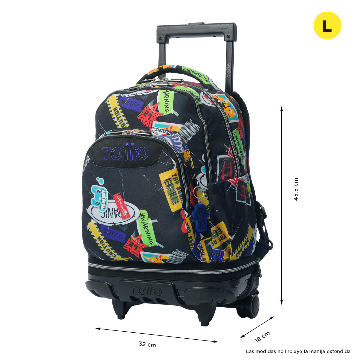 Totto Mochila escolar ruedas Tiza Desmontable Sticky Poliéster reciclado 32 x 4 3/5