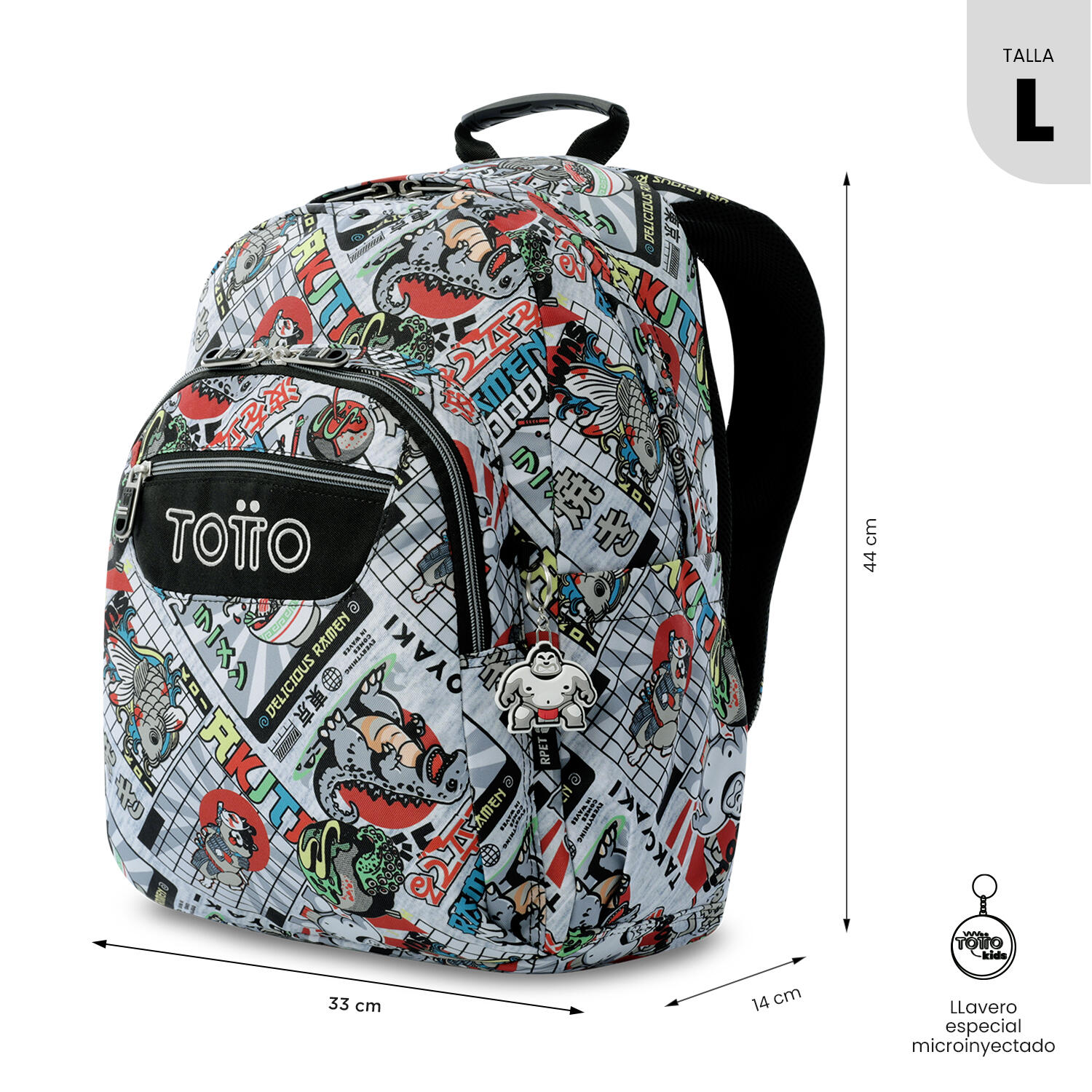 Totto Mochila escolar Acuareles Ramen Poliéster reciclado 33 x44 x 14 cm 3/5