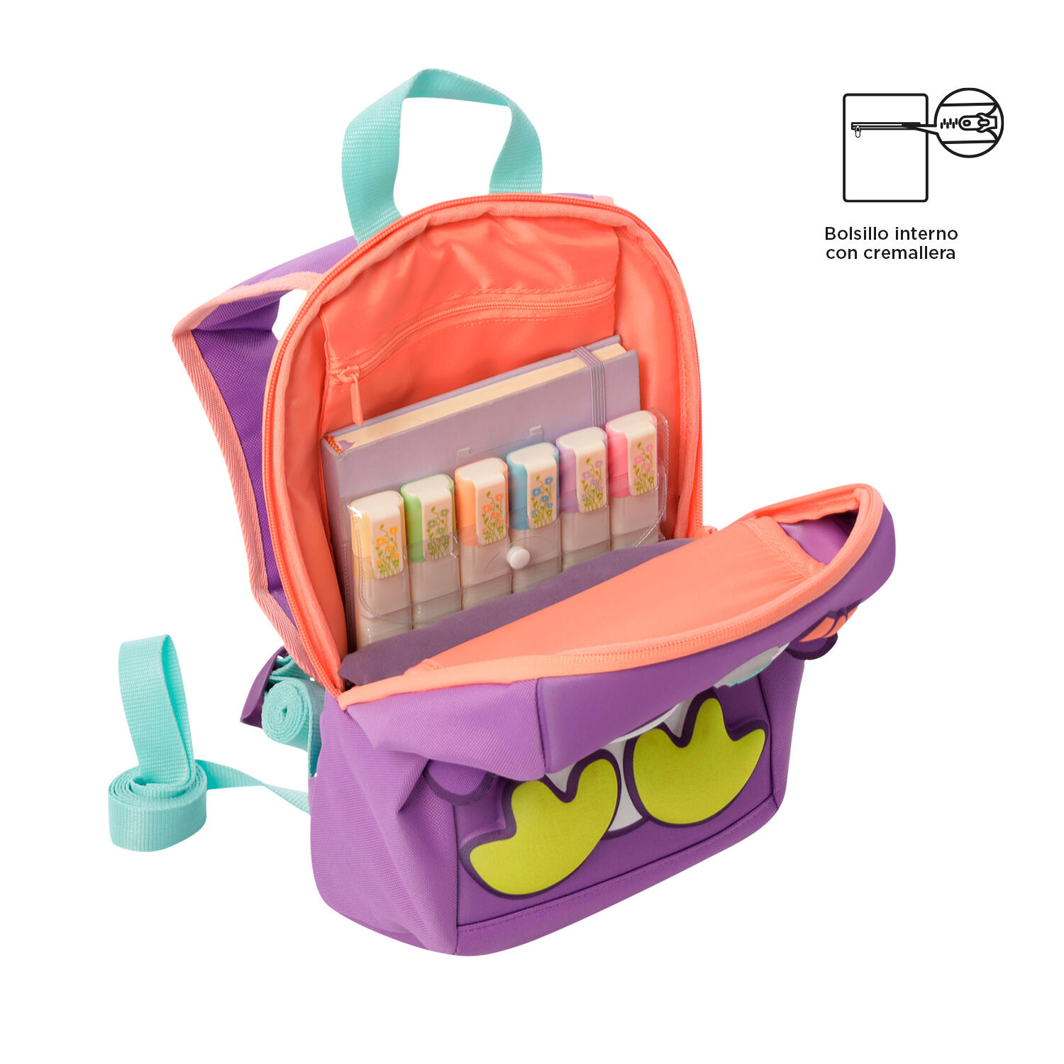 Totto Mochila Infantil Kido Amethyst Orchid Poliéster 23 x 34 x 12 cm 5/5
