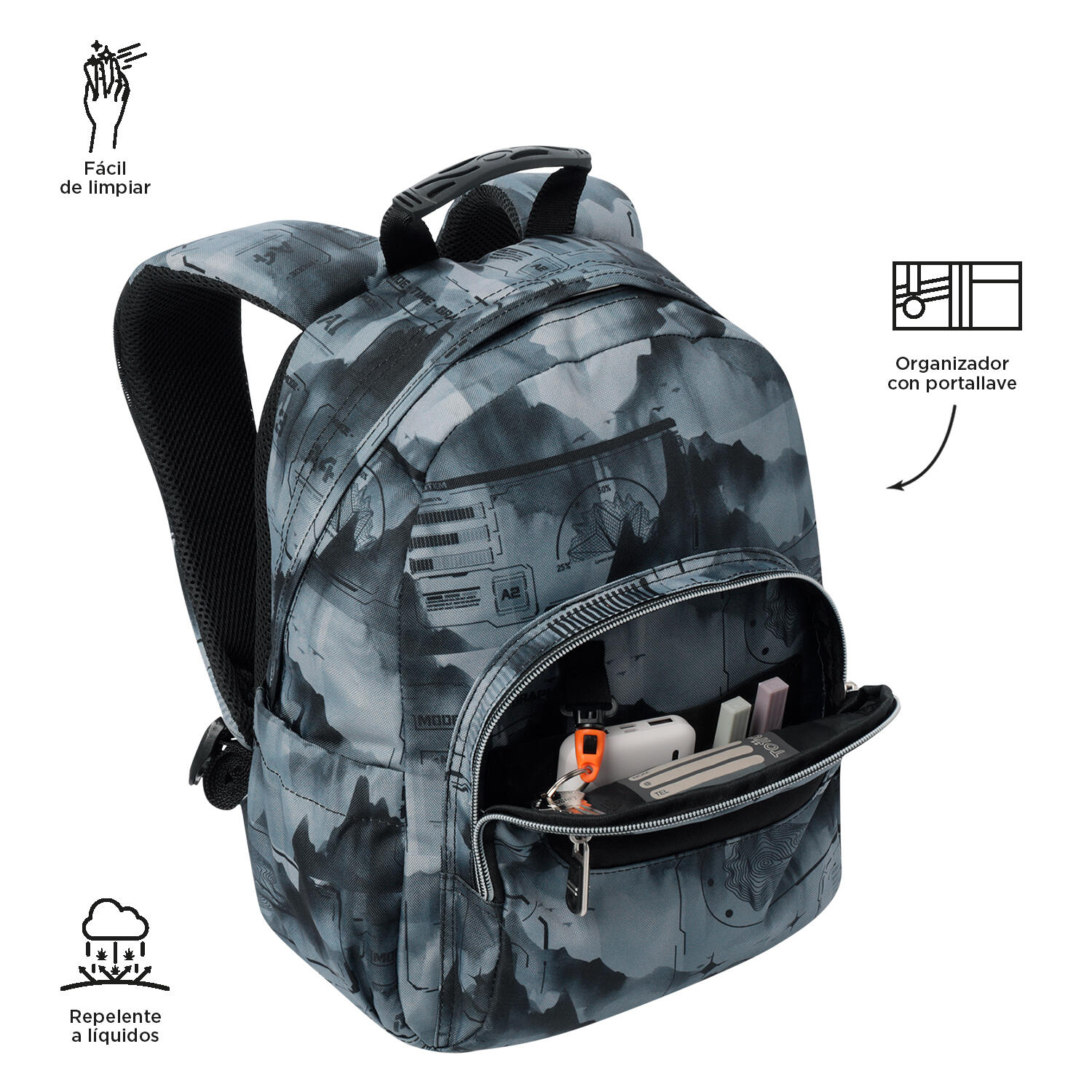 Totto Mochila escolar Tempera Digital Hill Poliéster reciclado 27 x 36.5 x 12 c 5/5