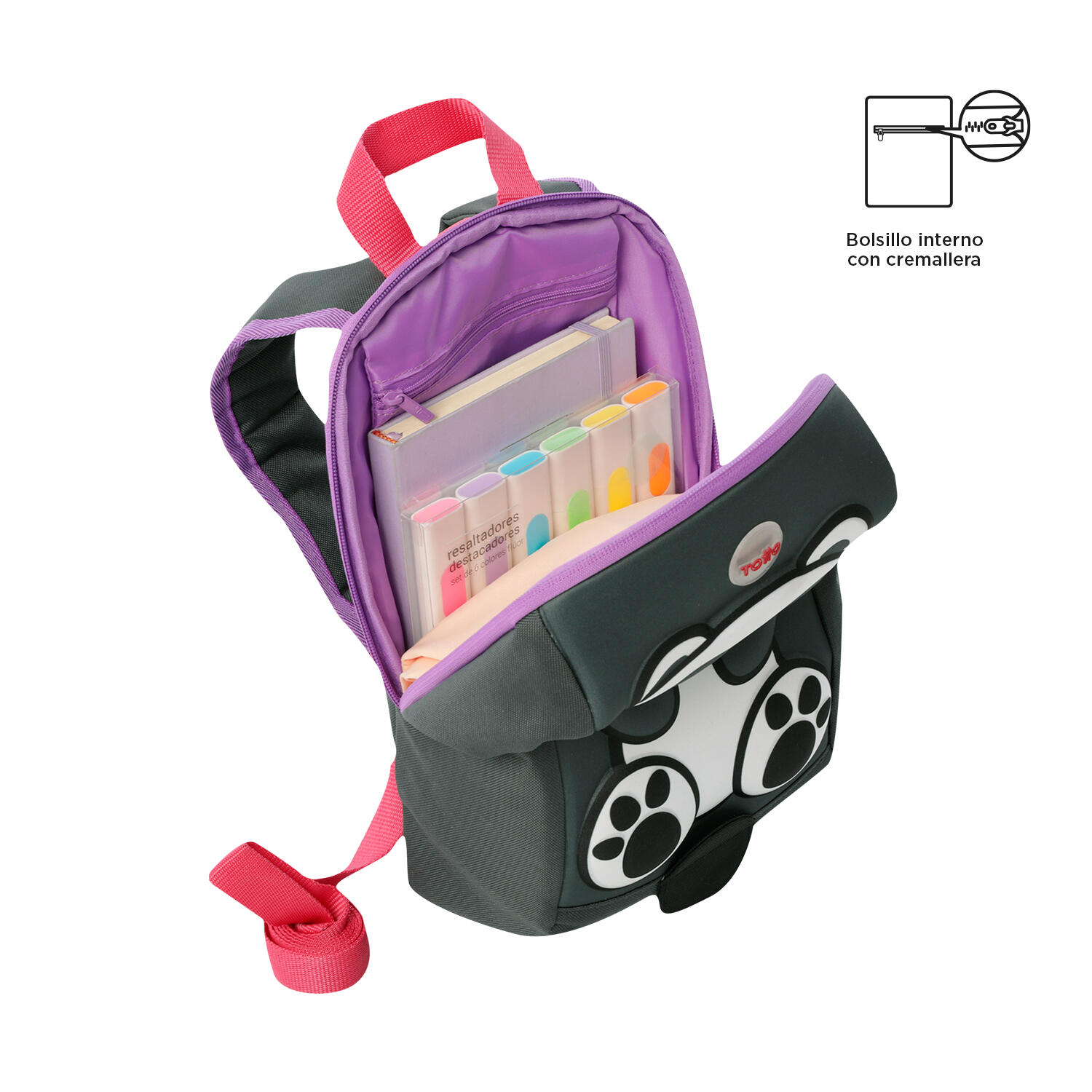 Totto Mochila infantil Kido Dark Shadow Poliéster 23 x 34 x 12 cm 5/5