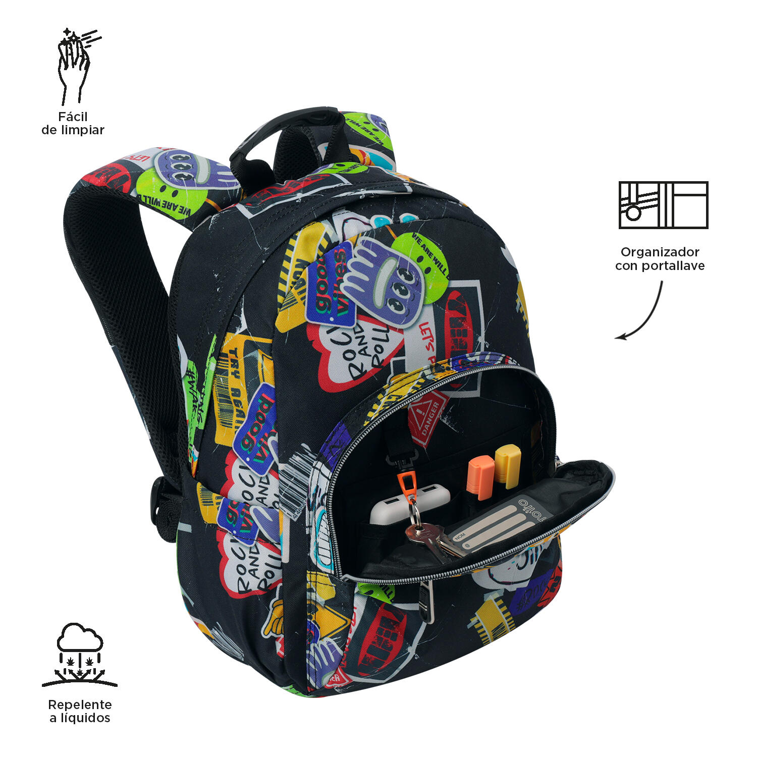 Totto Mochila escolar Tempera Sticky Poliéster reciclado 27 x 36.5 x 12 cm 5/5