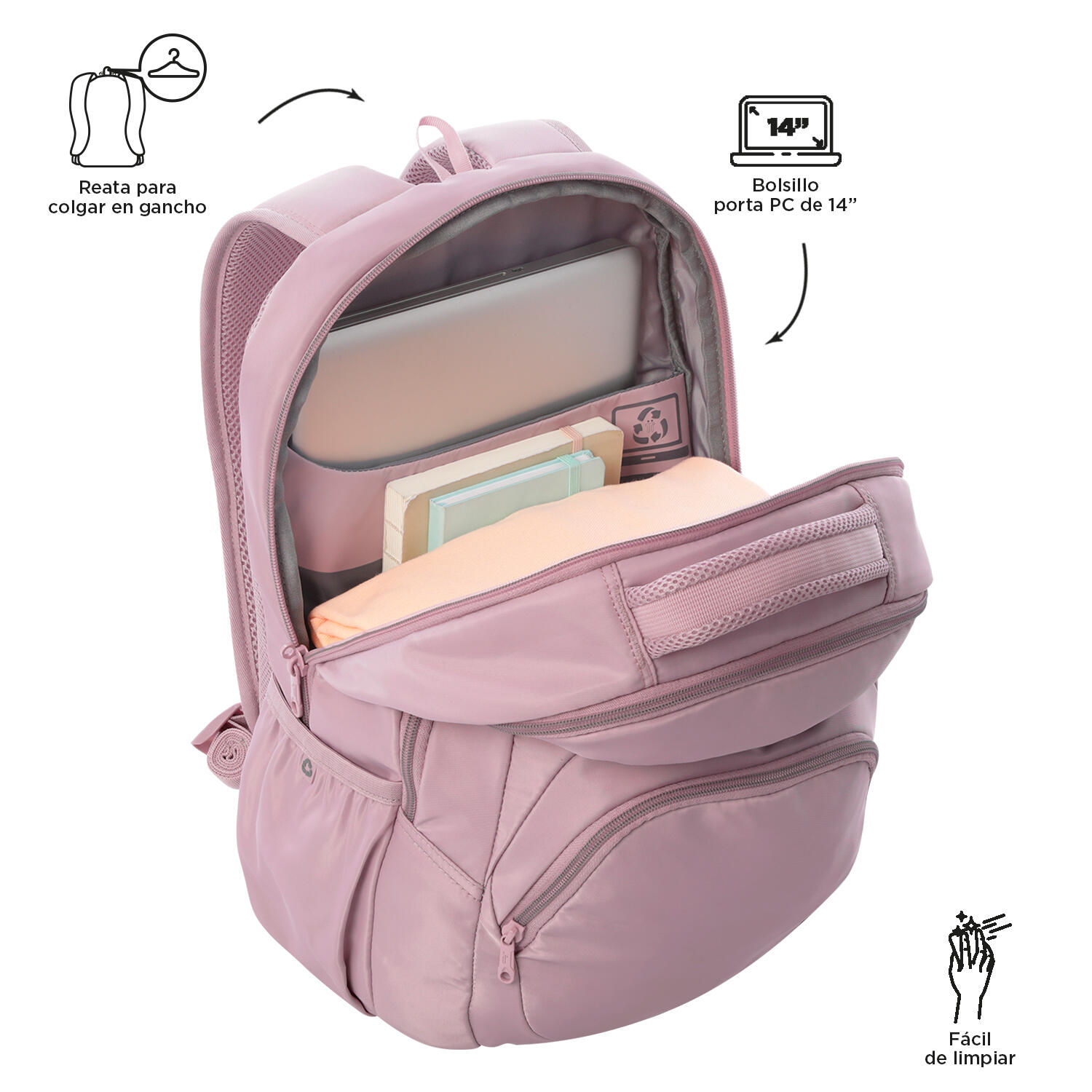 Totto Mochila urbana Tracer Keepsake Lilac Poliéster reciclado 31 x 44.5 x 17 c 5/5